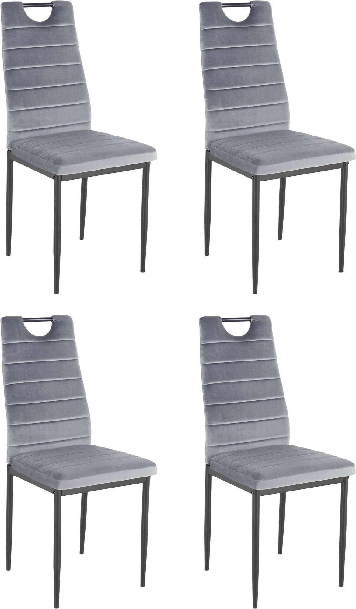 INOSIGN Essgruppe »Silvi-Mandy«, (Set, 5 tlg., Set 110 cm), Glastisch 110x110 cm mit 4 Stühlen (Veloursstoff), Gestell aus Metall