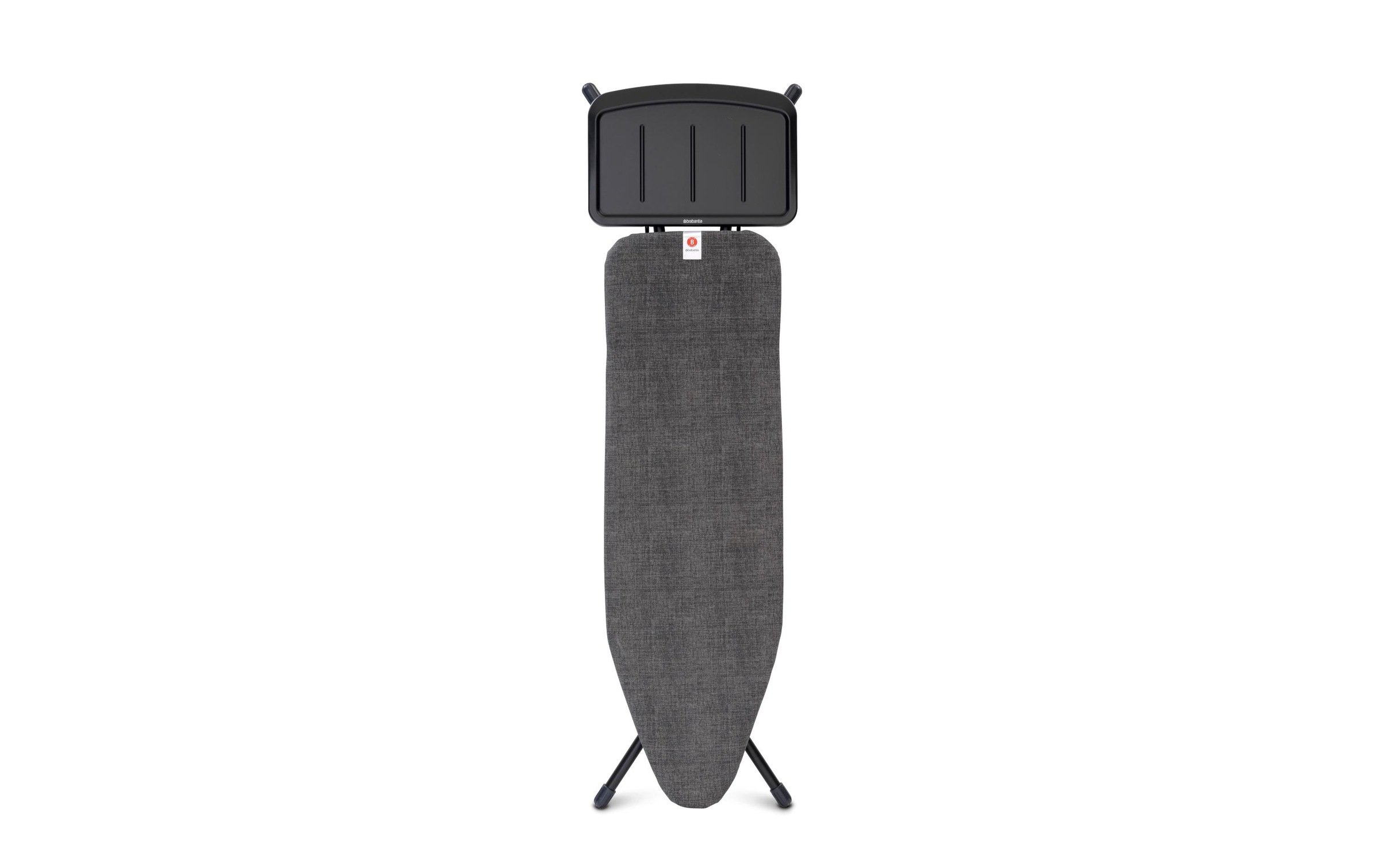 Brabantia Bügelbrett »Denim Black mit Dampfstationsablage«, Bügelfläche 38 cmx124 cm