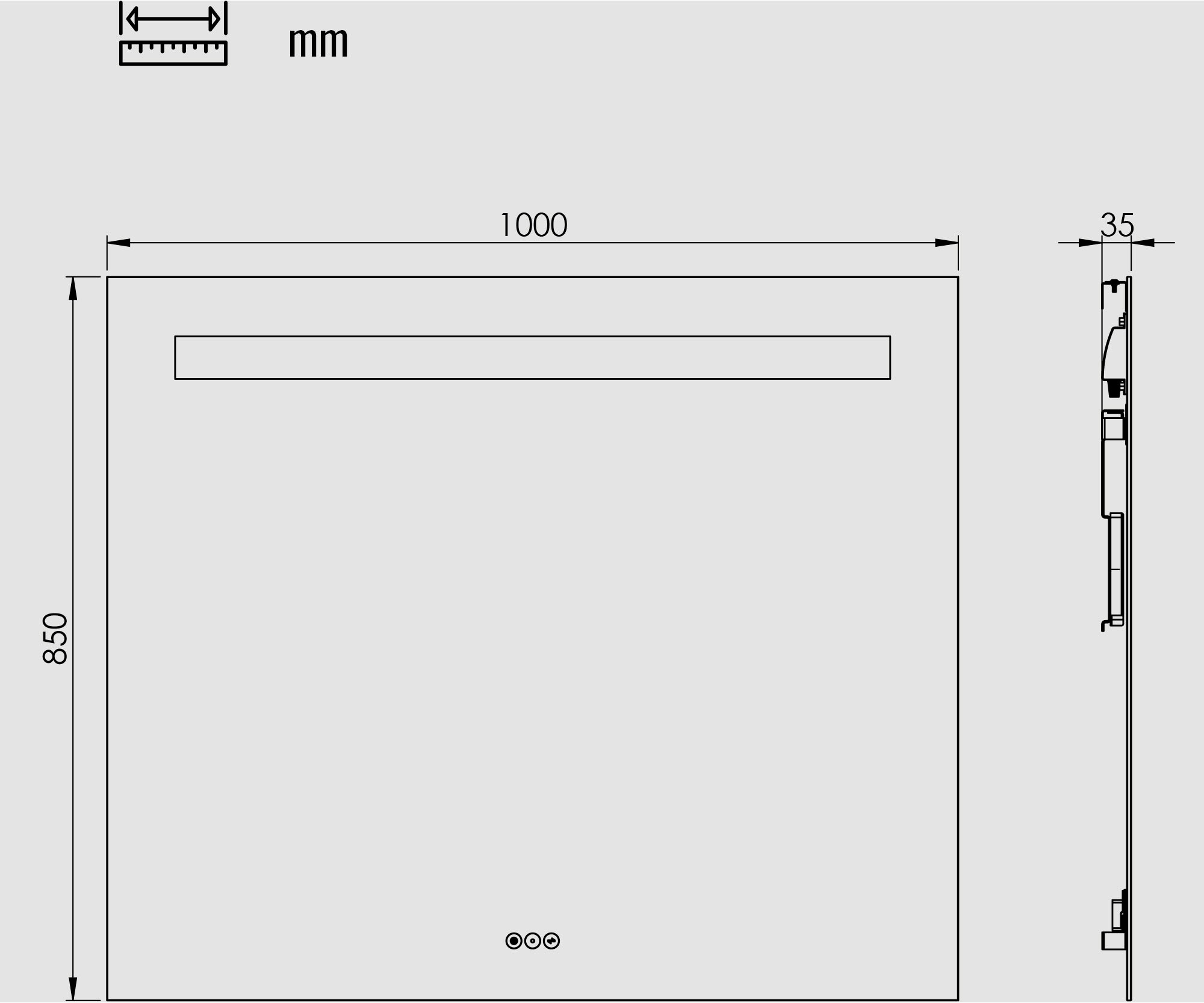 Loevschall Badspiegel »Lökken Quadratisch, Badzimmerspiegel mit LED Beleuchtung, Lichtspiegel«, Touchpanel für Lichtsteuerung, Verstellbarer Spiegel, Dänisches Design