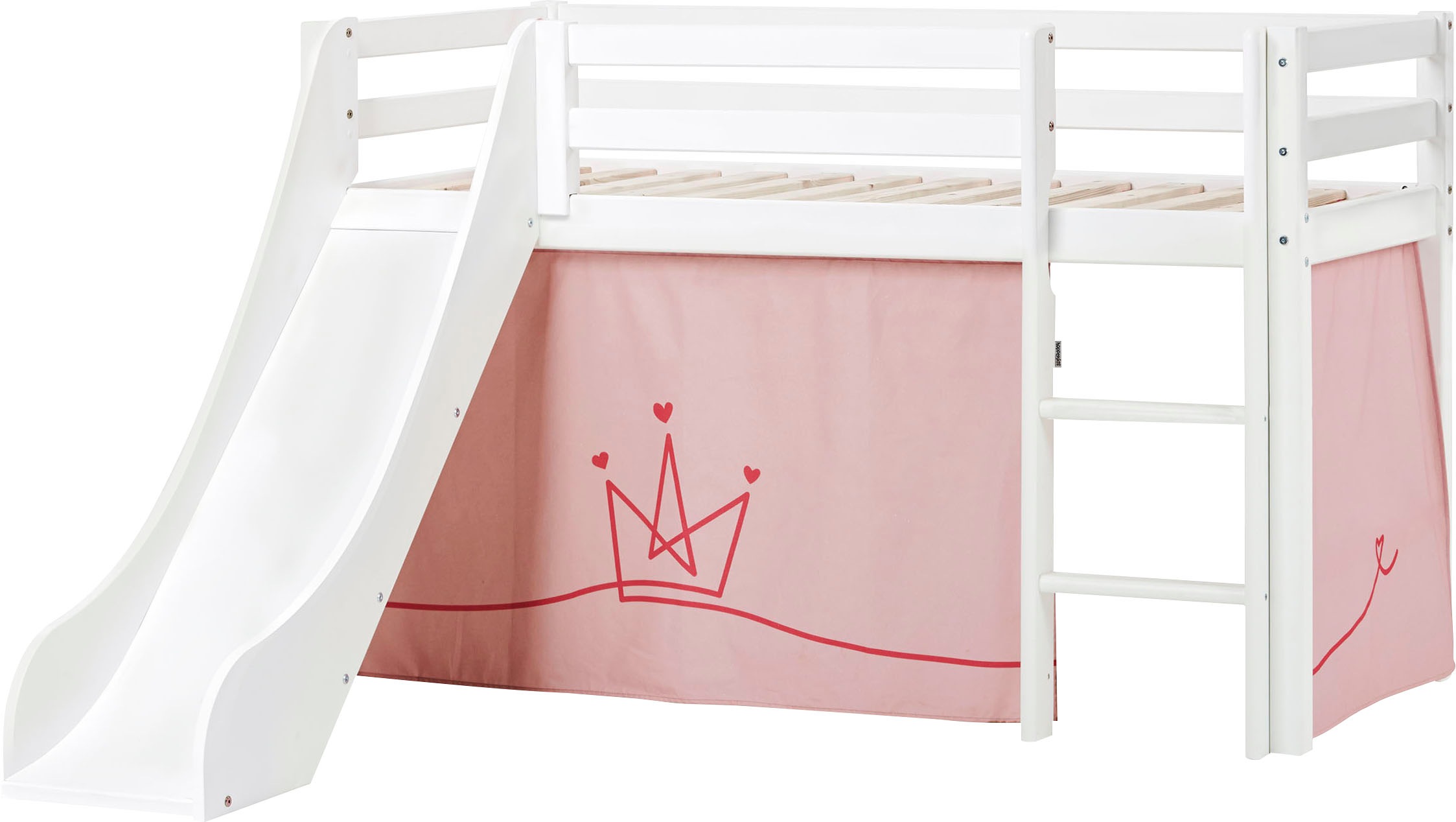 Hoppekids Hochbett ""Princess"" Rutsche & Vorhang Rosa und viel Auswahl