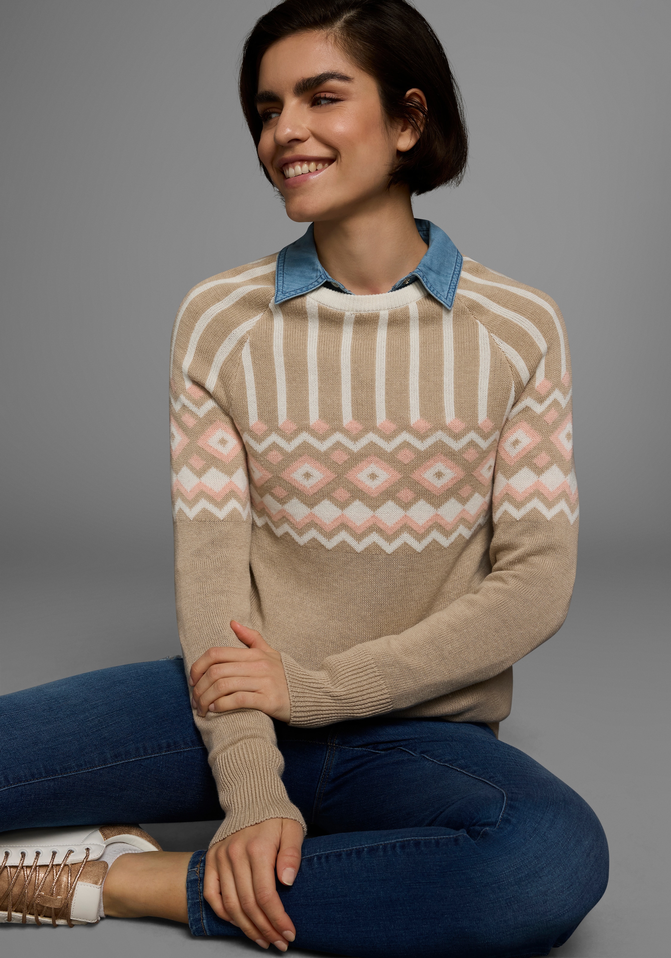AJC Jacquardpullover, mit Norwegermuster in verschiedenen Farbvarianten