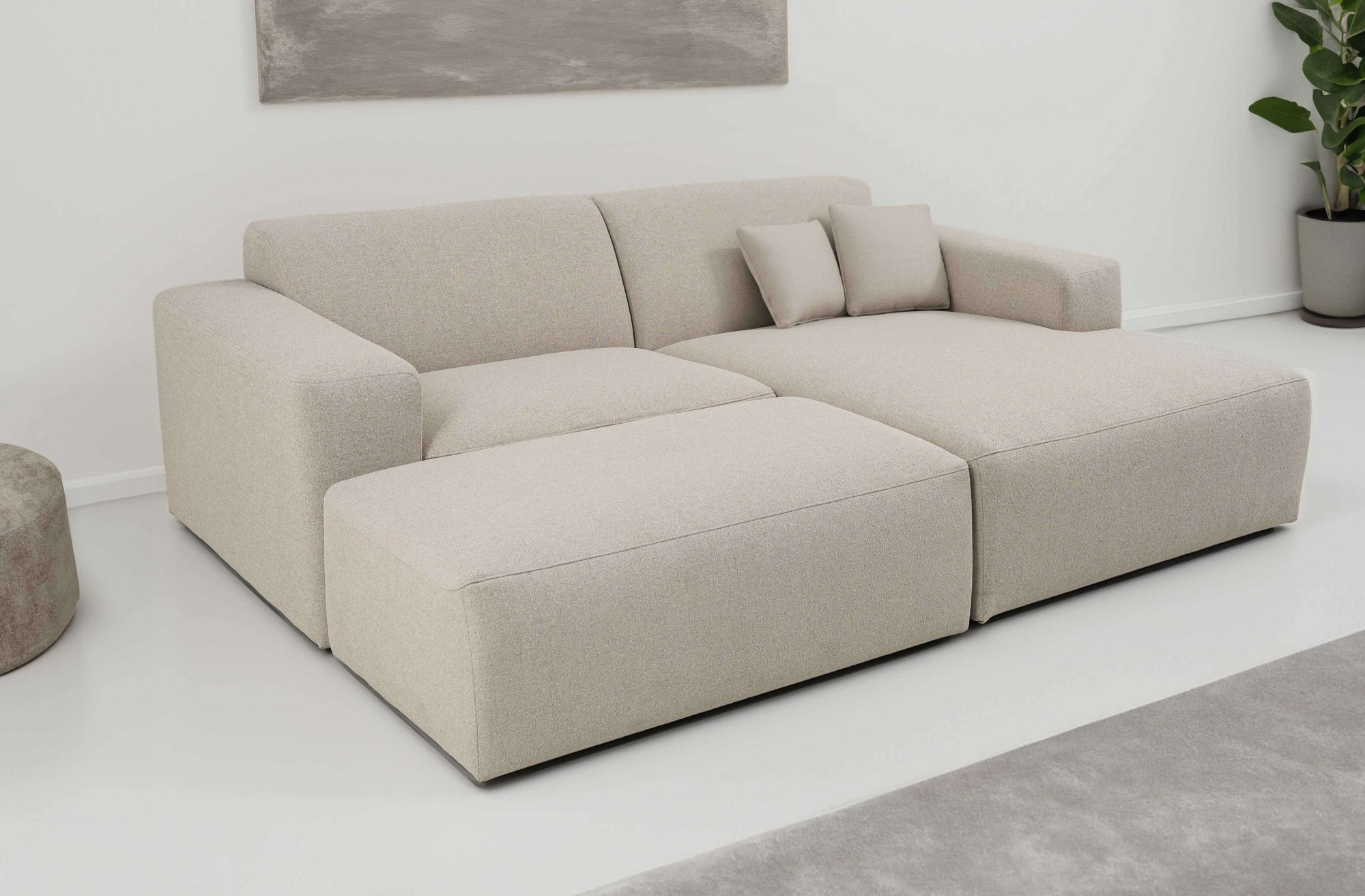 INOSIGN Ecksofa »Koa,228cm, L-Form, Modulsofa, Webstoff, Cord«, Designsofa, Set, Hocker inklusive, weicher Lounge-Sitzkomfort