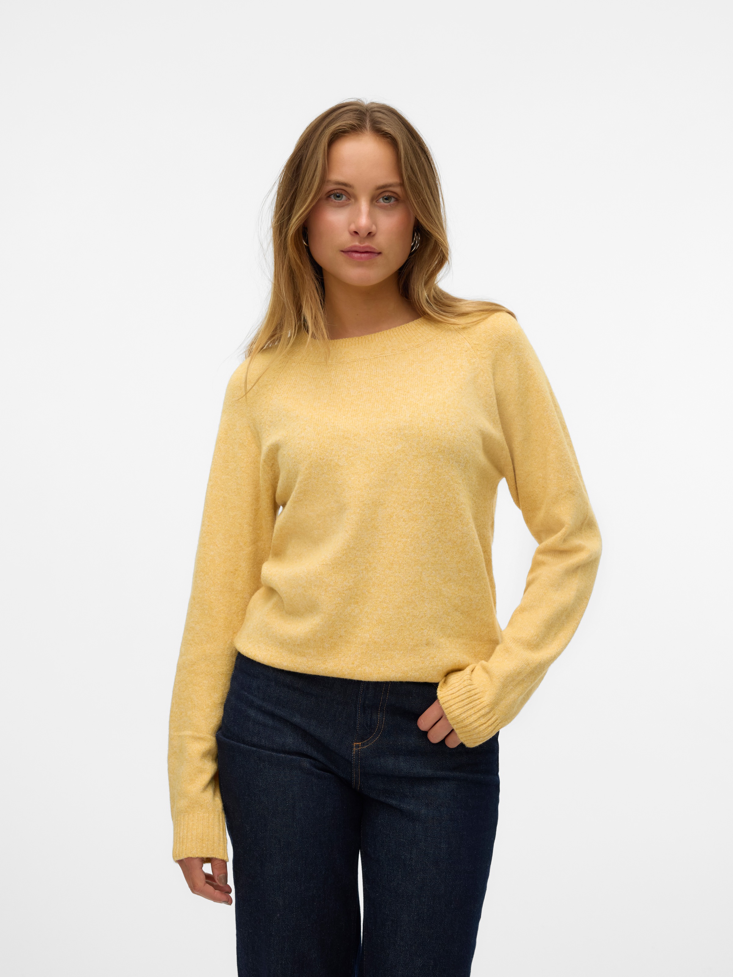 Vero Moda Rundhalspullover »VMDOFFY LS O-NECK BLOUSE GA NOOS« Materialmix, regular fit