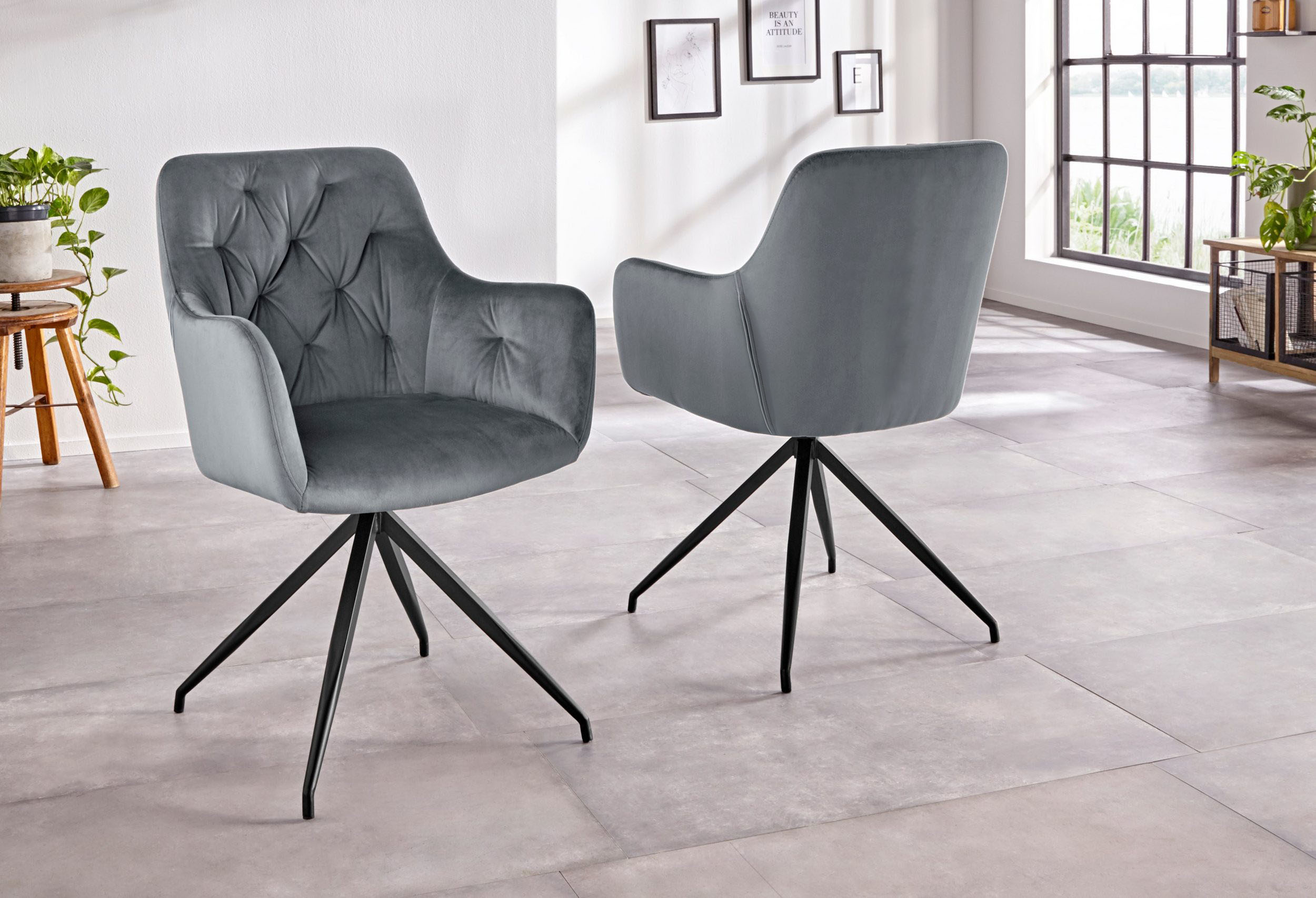 MCA drehbar | grob, (Set), St., 2 4-Fussstuhl Nivellierung furniture Jelmoli-Versand mit »Tonala«, kaufen 180° Velourstoff online