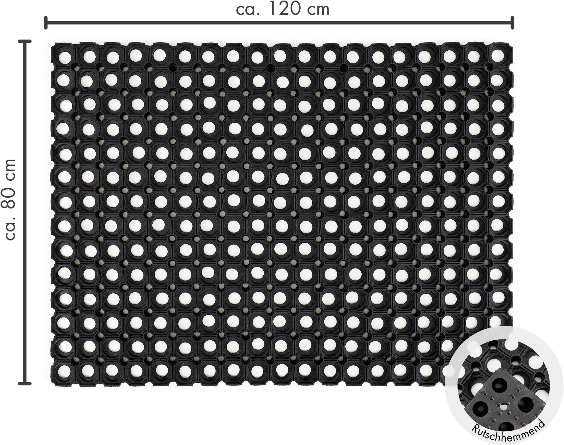 Andiamo Fussmatte »Gummi Ringmatte«, rechteckig, 15 mm Höhe, Schmutzfangmatte, In- und Outdoor geeignet, besonders robust