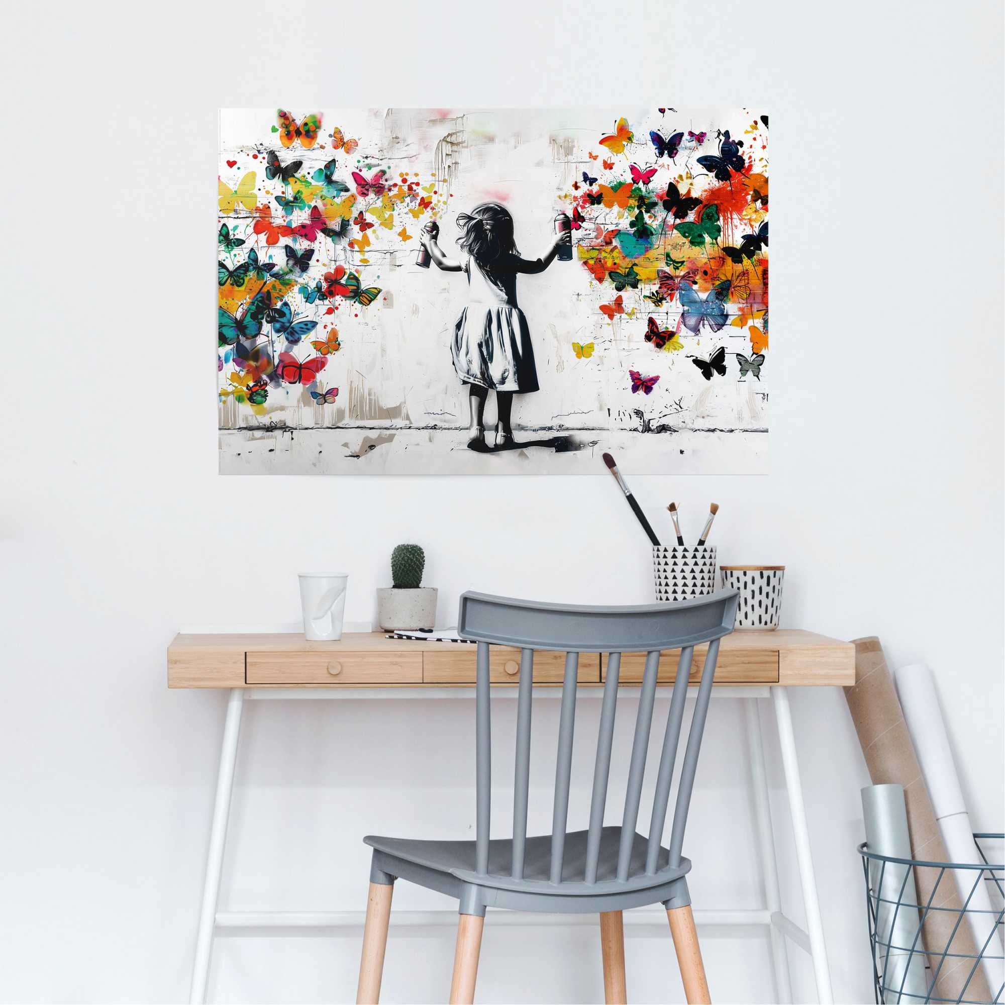 Reinders Poster "Wolke von Schmetterlingen" Kinderzimmer - Mehrfarbig - 150 gr. Papier - Street Art - 91,5x61 cm