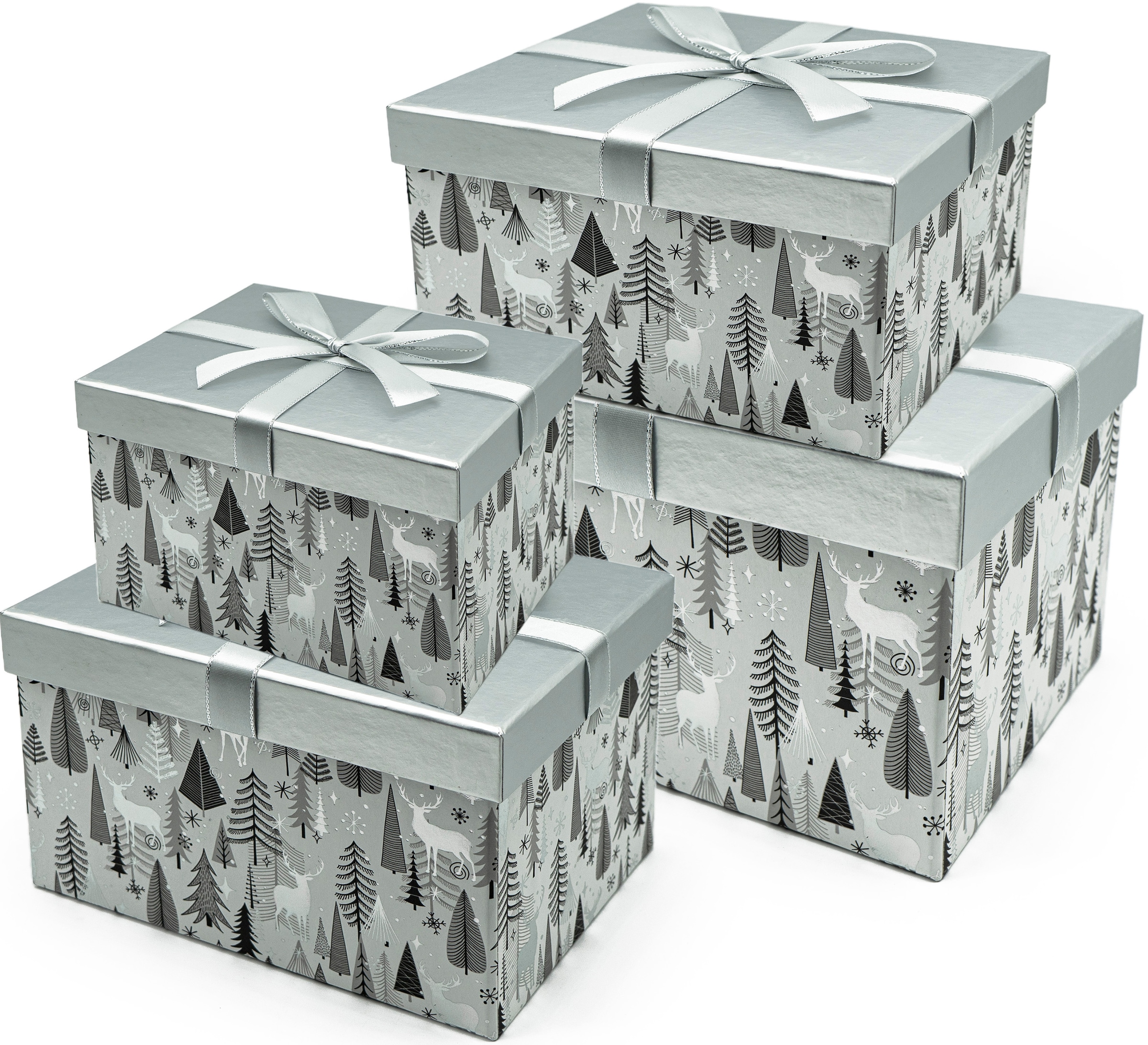 NOOR LIVING Geschenkbox online edle (Set, bestellen mit Jelmoli-Versand | »Weihnachtsdeko«, Satinband 4 aus Prägung St.), Schleife
