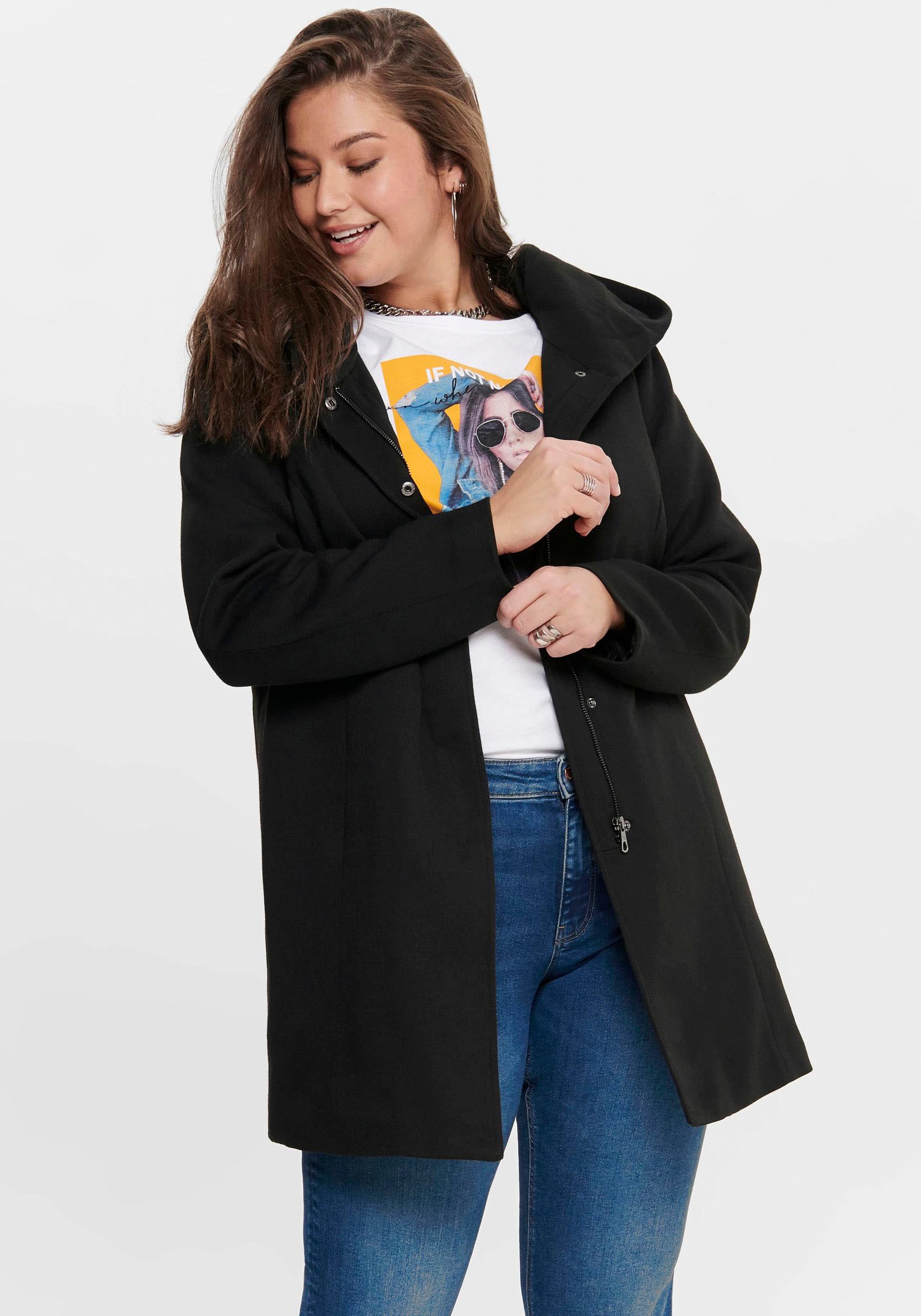 ONLY CARMAKOMA Langjacke "CARSEDONA LIGHT COAT OTW" mit Kapuze mit Kapuze