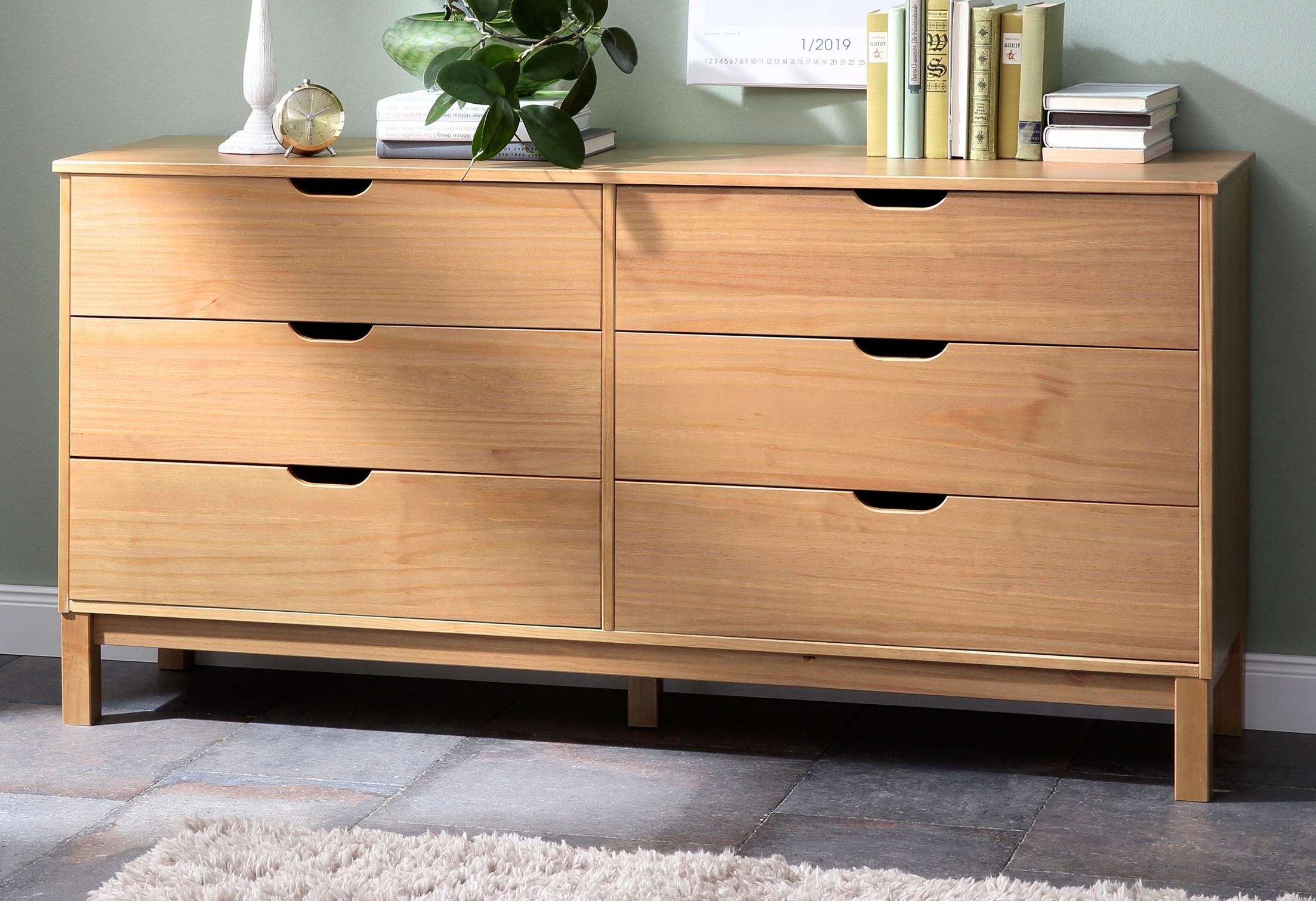 OTTO home Kommode "Post" massives Kiefernholz, mit vielen Stauraummöglichkeiten, Breite 150 cm