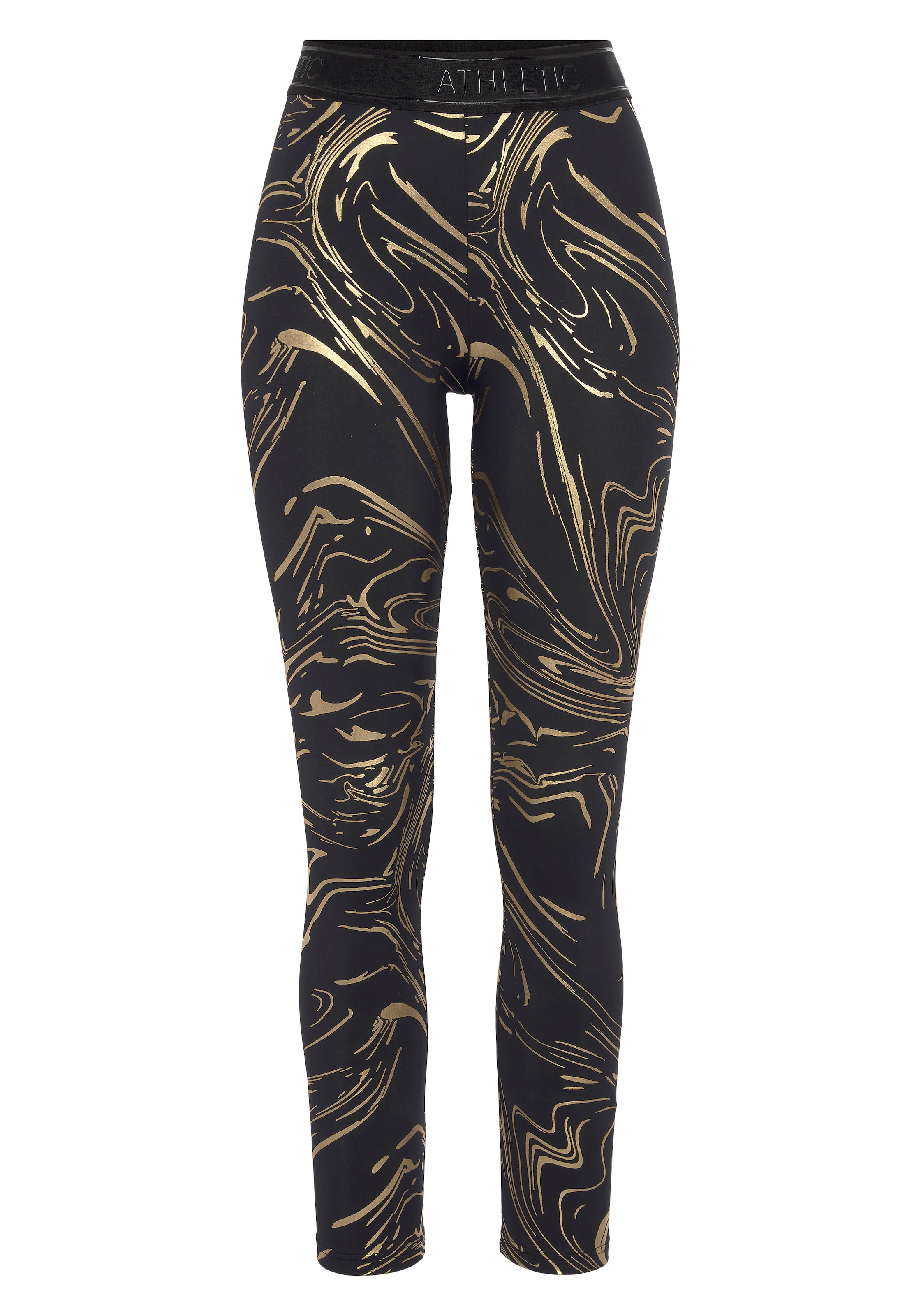 LASCANA ACTIVE Funktionsleggings »-Sportleggings«, mit glänzendem Print und 3D Schriftzug