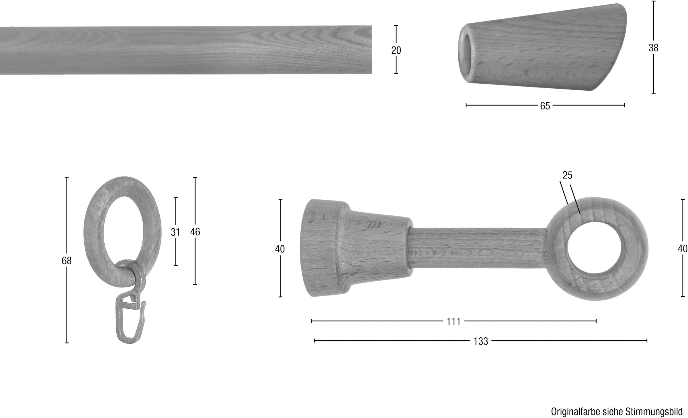 GARESA Gardinenstange »Digo«, 1 läufig-läufig, Fixmass, Fixlänge 120, 160, 200 cm, mit Ringe