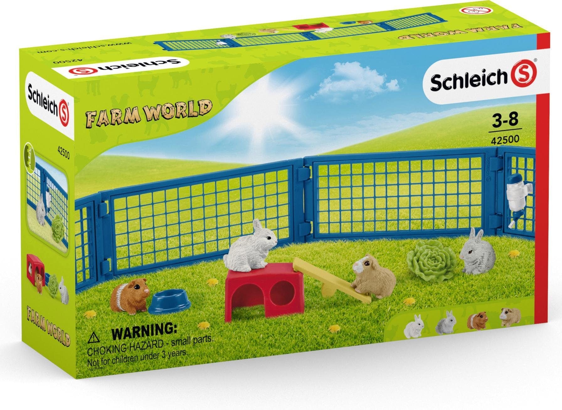 Schleich® Spielfigur »FARM WORLD, Zuhause für Kaninchen und Meerschweinchen (42500)«, (Set)