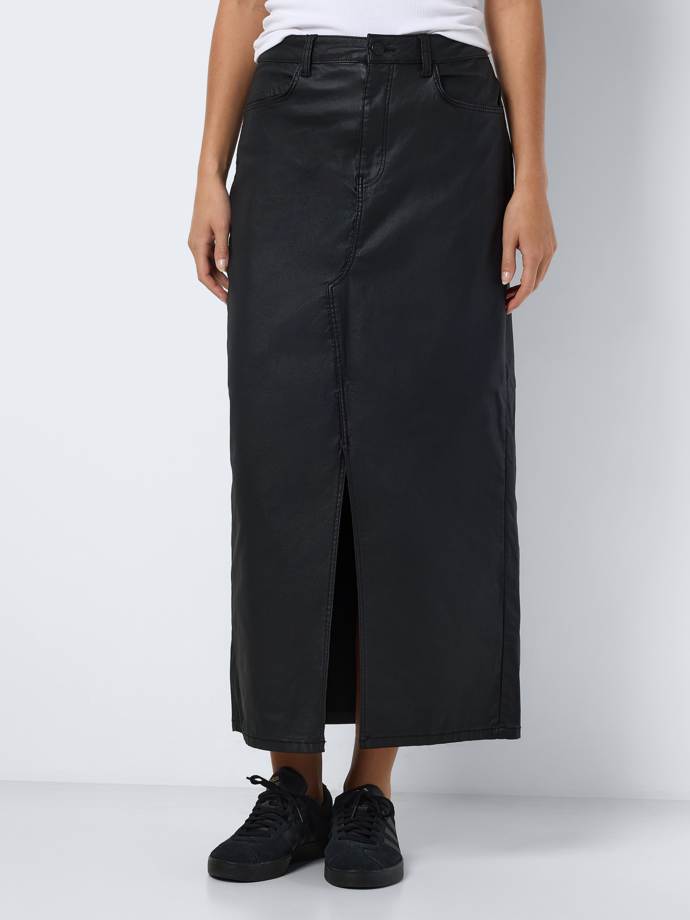 Lederimitatrock »NMKATH NW SLIT LONG SKIRT COATED BL NOOS«