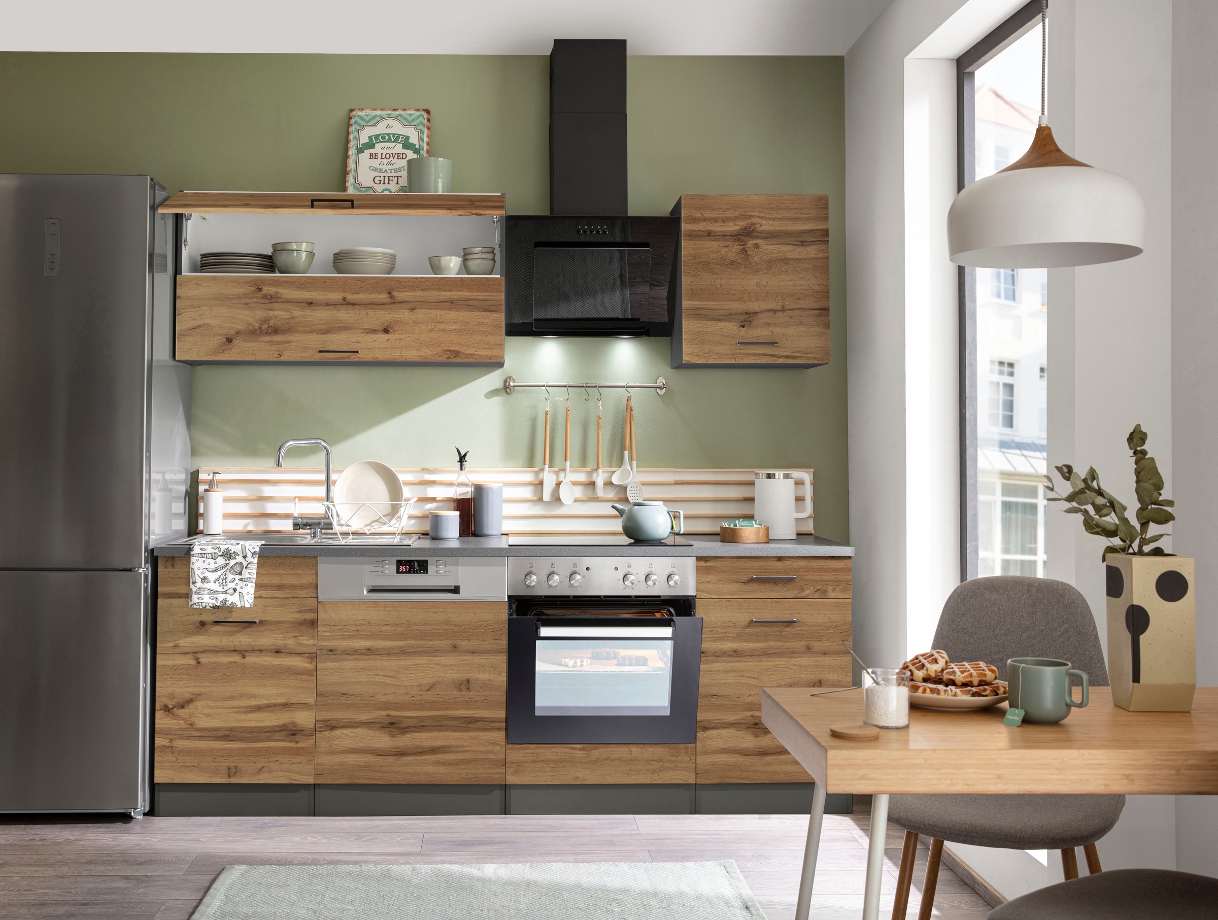 KOCHSTATION Küchenzeile "KS-Trier" ohne E-Geräte, Breite 220 cm