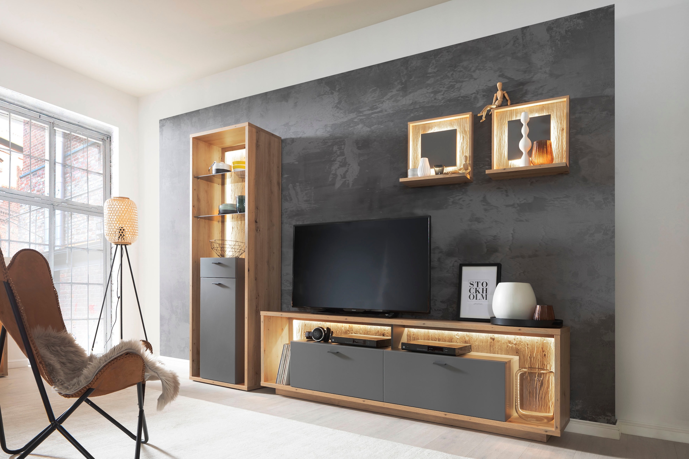 3-D furniture Rückwand | in St.), online Balkeneiche mit Nachbildung, Wandboard MCA (2 kaufen Struktur Jelmoli-Versand »Lizzano«,