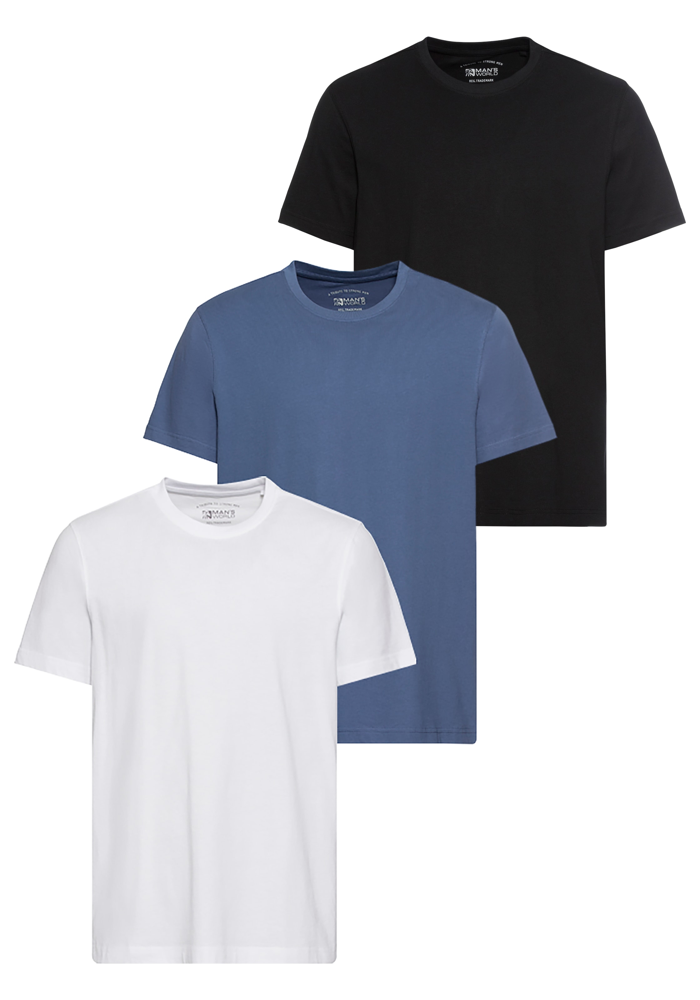 Man's World T-Shirt »neue Farben!«, Kurzarm, unifarben, Rundhals, aus Baumwolle