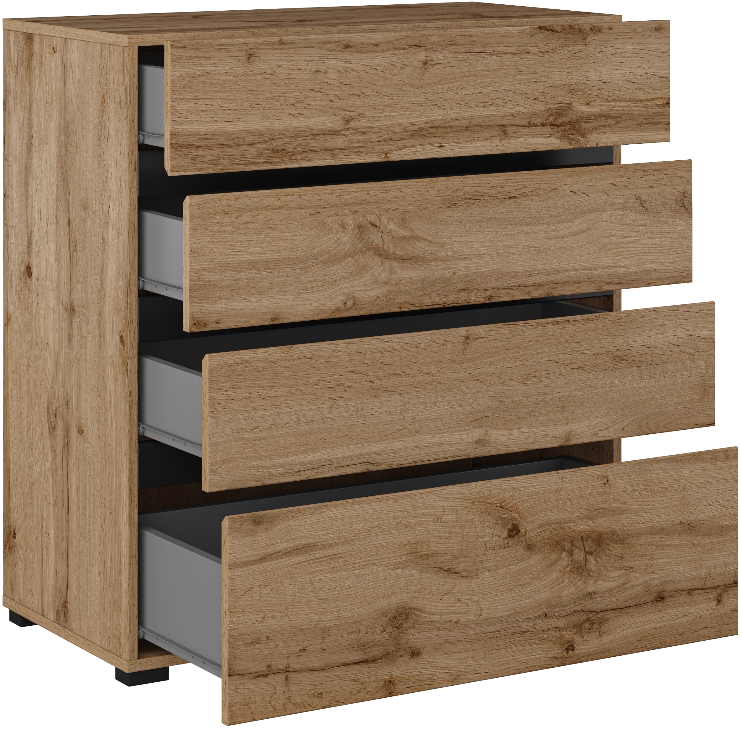 INOSIGN Schubkastenkommode »Cross, moderne grifflose Kommode, 80x40x85cm (BxTxH)«, Schubladenschrank, Sideboard mit 4 Schubkasten