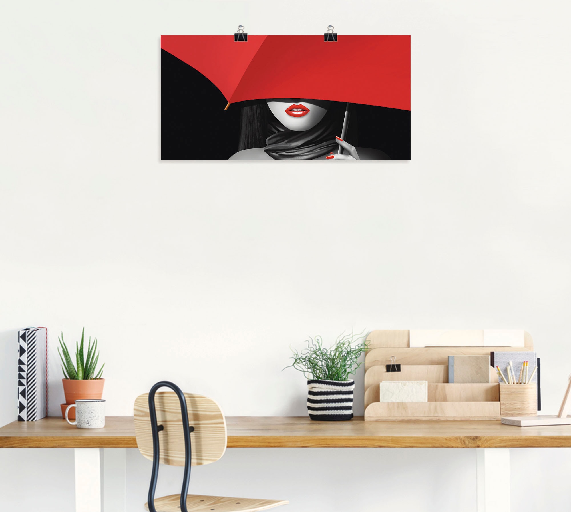 Artland Wandbild »Rote Lippen unter dem Regenschirm«, Frau, (1 St.), als Alubild, Outdoorbild, Poster, Wandaufkleber in verschied. Grössen