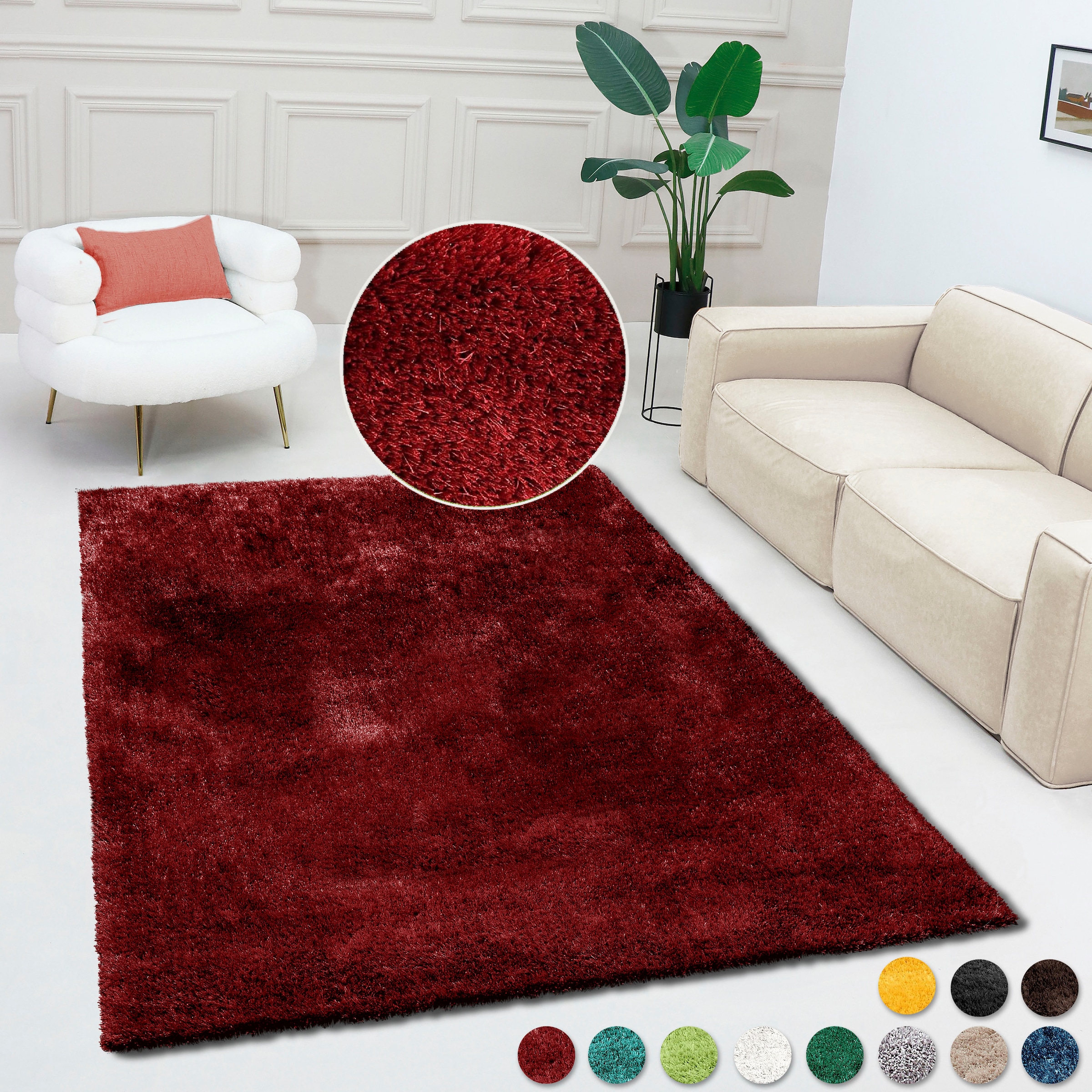 Bruno Banani Teppich »Dana Teppich, besonders weich und kuschelig, Kundenliebling« rechteckig 30 mm Höhe uni, Mikrofaser Teppiche, Wohnzimmer, Schlafzimmer, Esszimmer