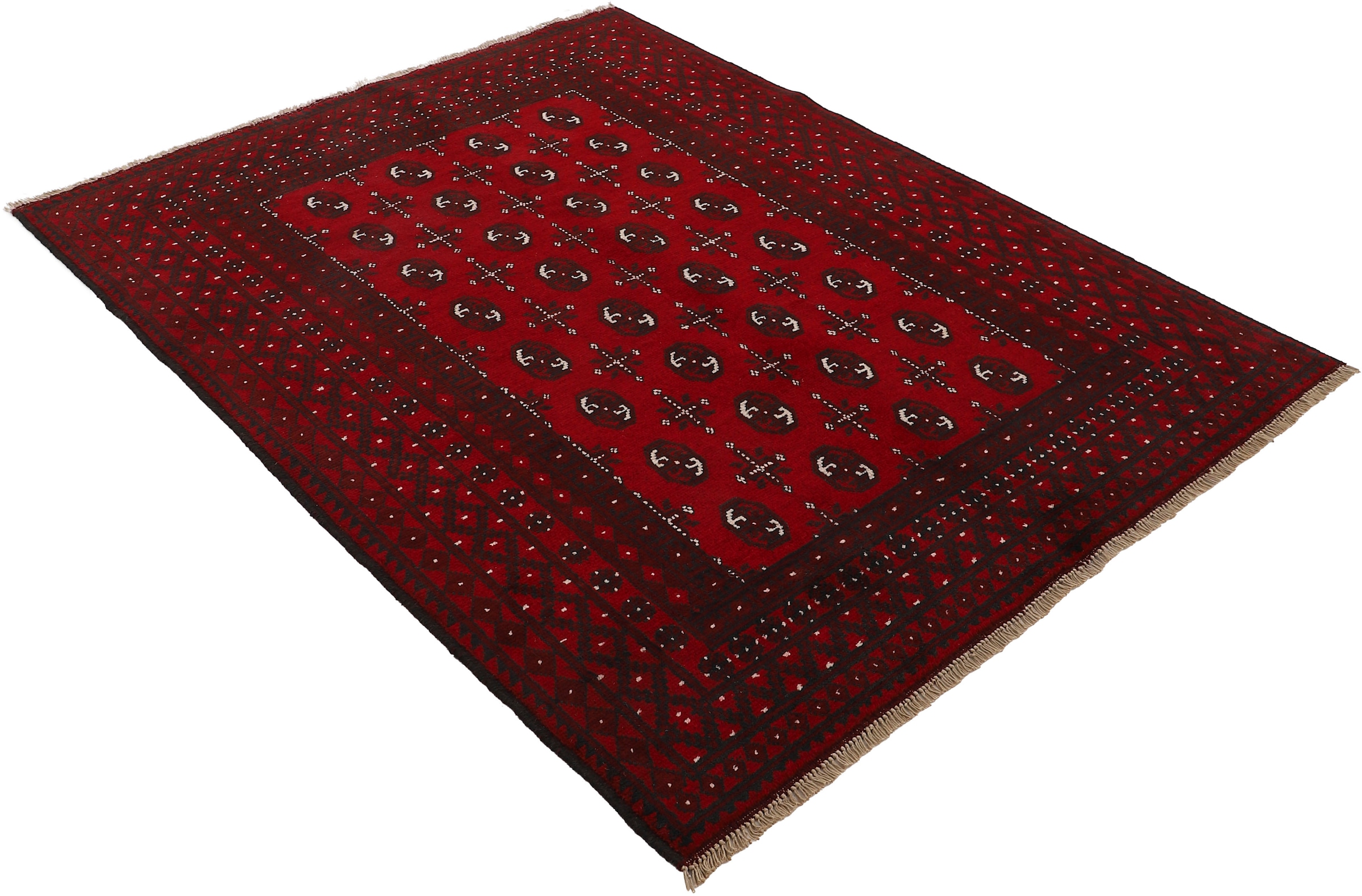 Woven Arts Orientteppich »Afghan Akhche Bokhara«, rechteckig, 8 mm Höhe, reine Schurwolle für ein warmes Raumklima, handgearbeitet