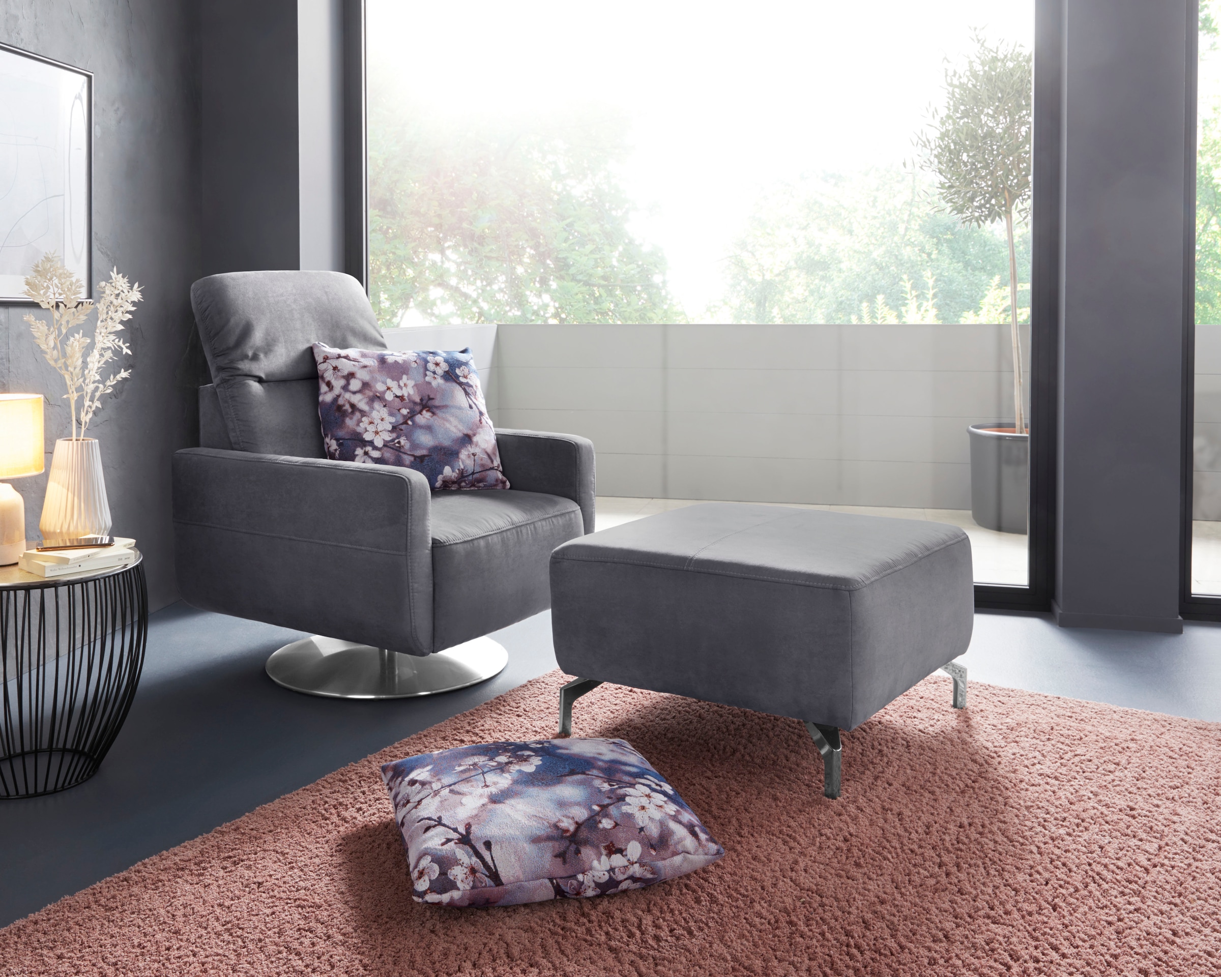 sit&more Hocker »Gizeh«, Fusshöhe 15 cm, wahlweise in 2 unterschiedlichen Fussfarben