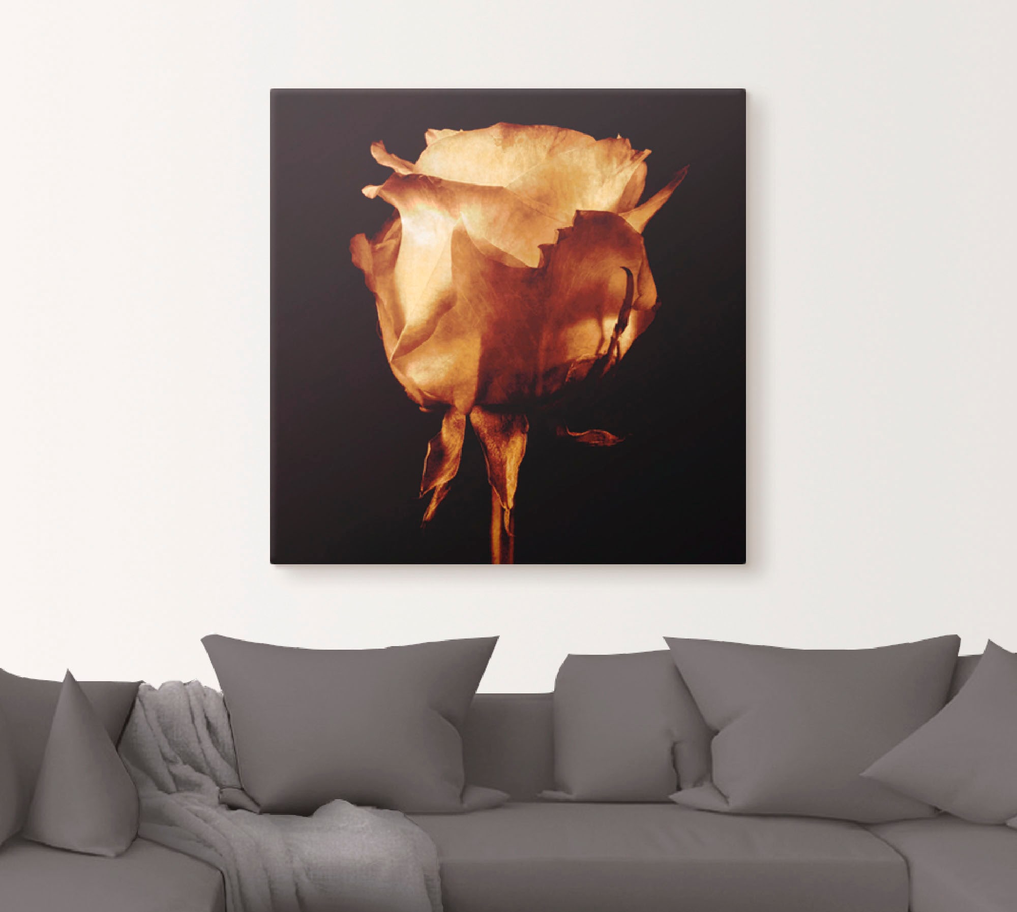 Artland Wandbild »Vergoldete Rose«, Blumen, (1 St.), als Leinwandbild, Poster in verschied. Grössen