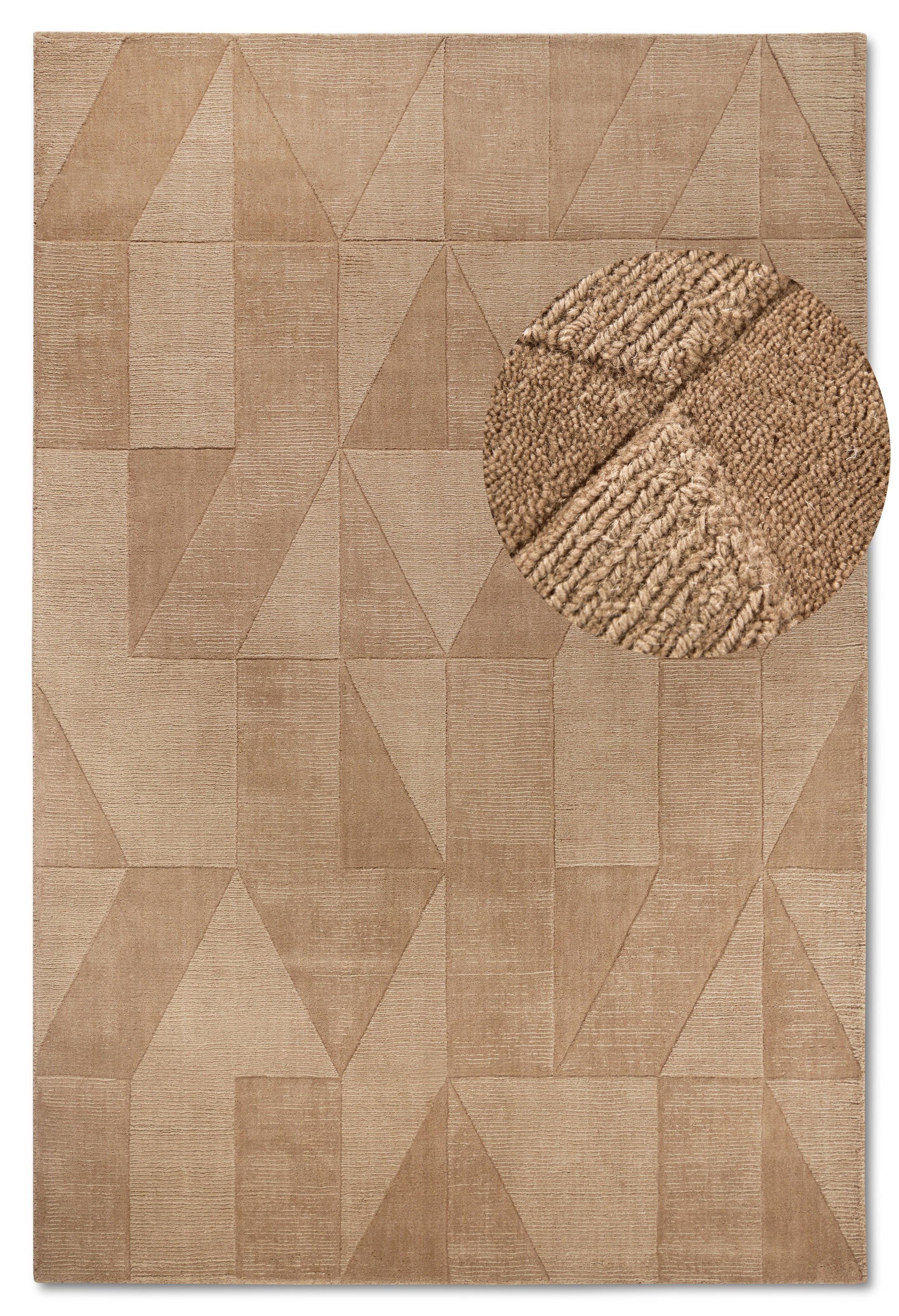 THE RUGS Villeroy & Boch 1906 Wool Rug Ursule Handwoven High Low Pile in Beige | Size: 160cm x 230cm