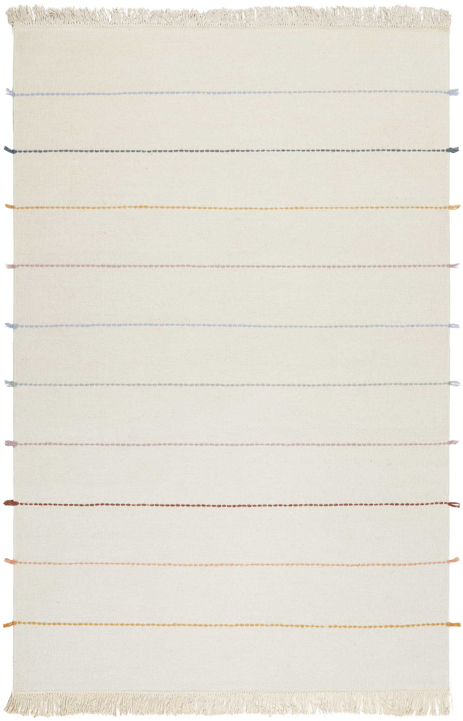 Esprit Wollteppich »Lina ESP-2205«, rechteckig, 5 mm Höhe, Naturfaserteppich mit Fransen, modernes Design, Wohnzimmer