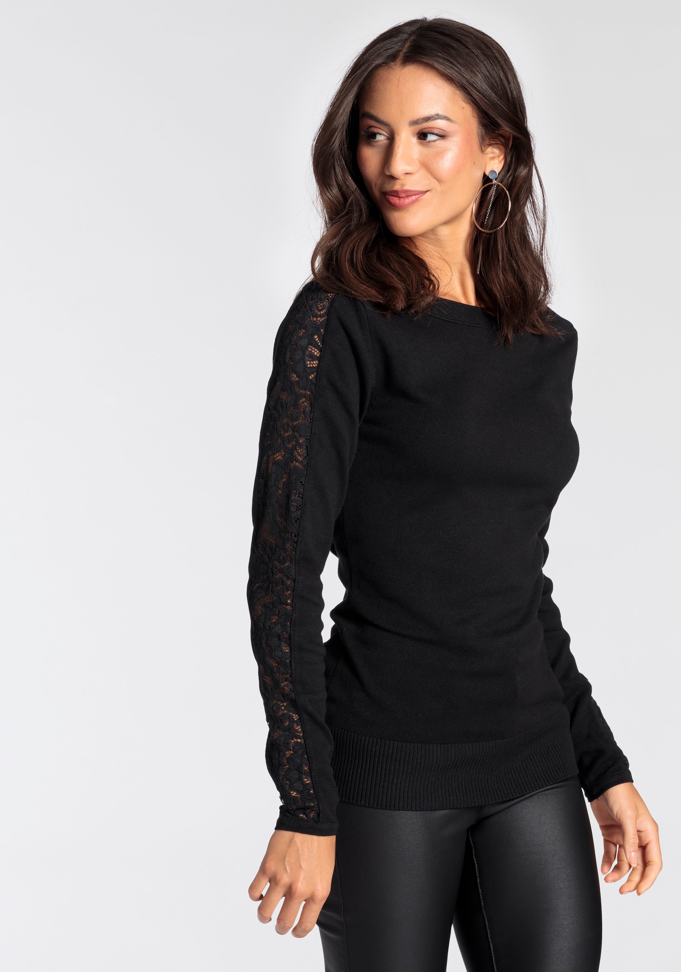 Melrose Strickpullover, mit eleganter Spitze an den Armen - NEUE KOLLEKTION