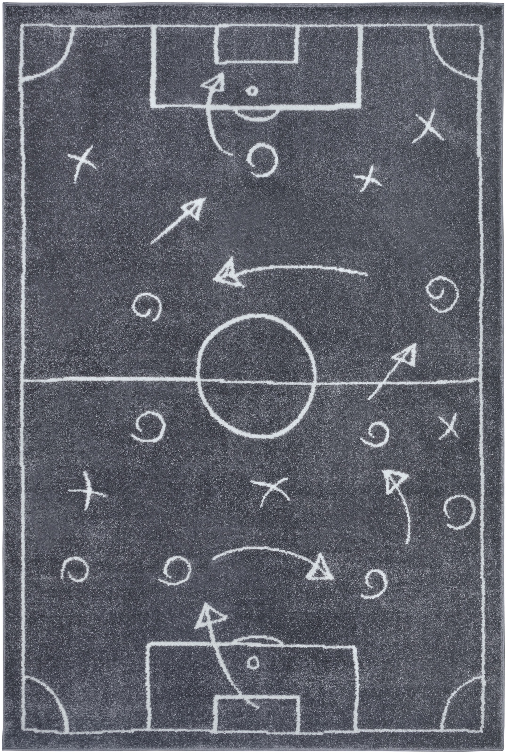 THE RUGS Adventures Game Plan Rug & Runner Kids Polypropylene Short Pile Rug in Dark Grey | Size: 160cm x 235cm