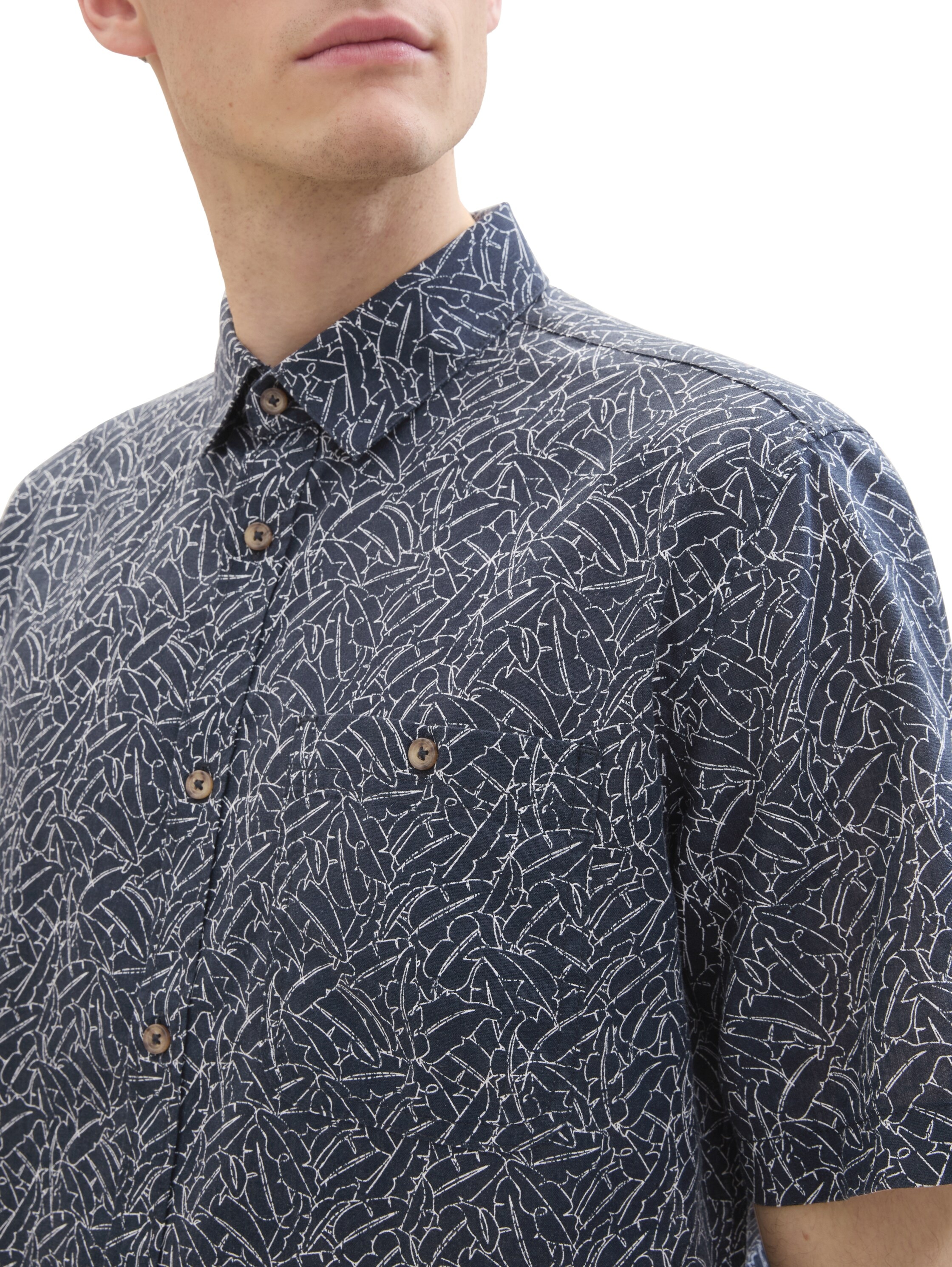 TOM TAILOR Leinenhemd, mit All-Over Print