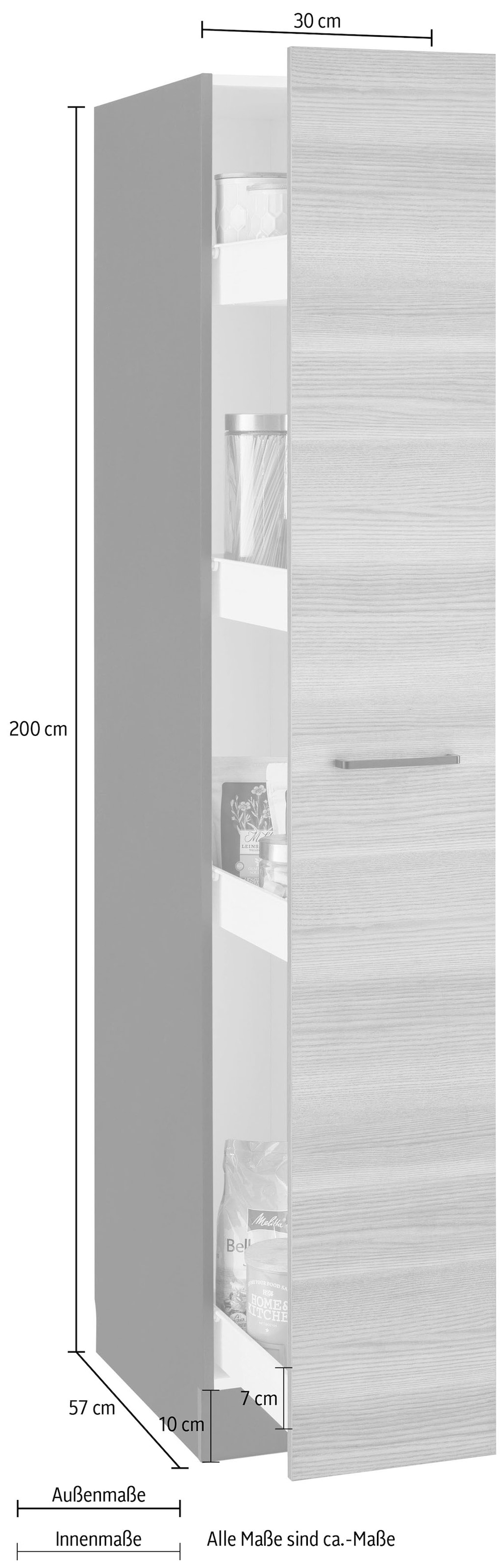 wiho Küchen Apothekerschrank »Esbo«, Auszug mit 4 Ablagefächern