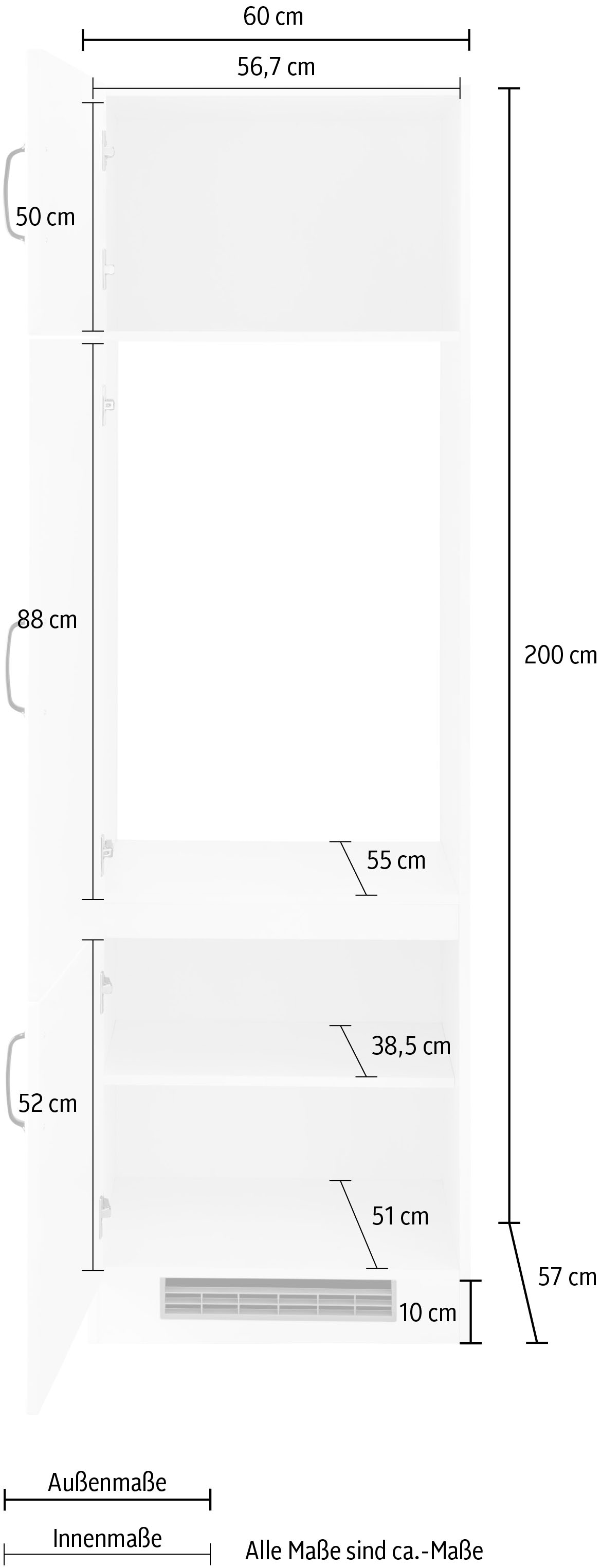 wiho Küchen Kühlumbauschrank »Erla«, 60 cm breit mit Kassettenfront