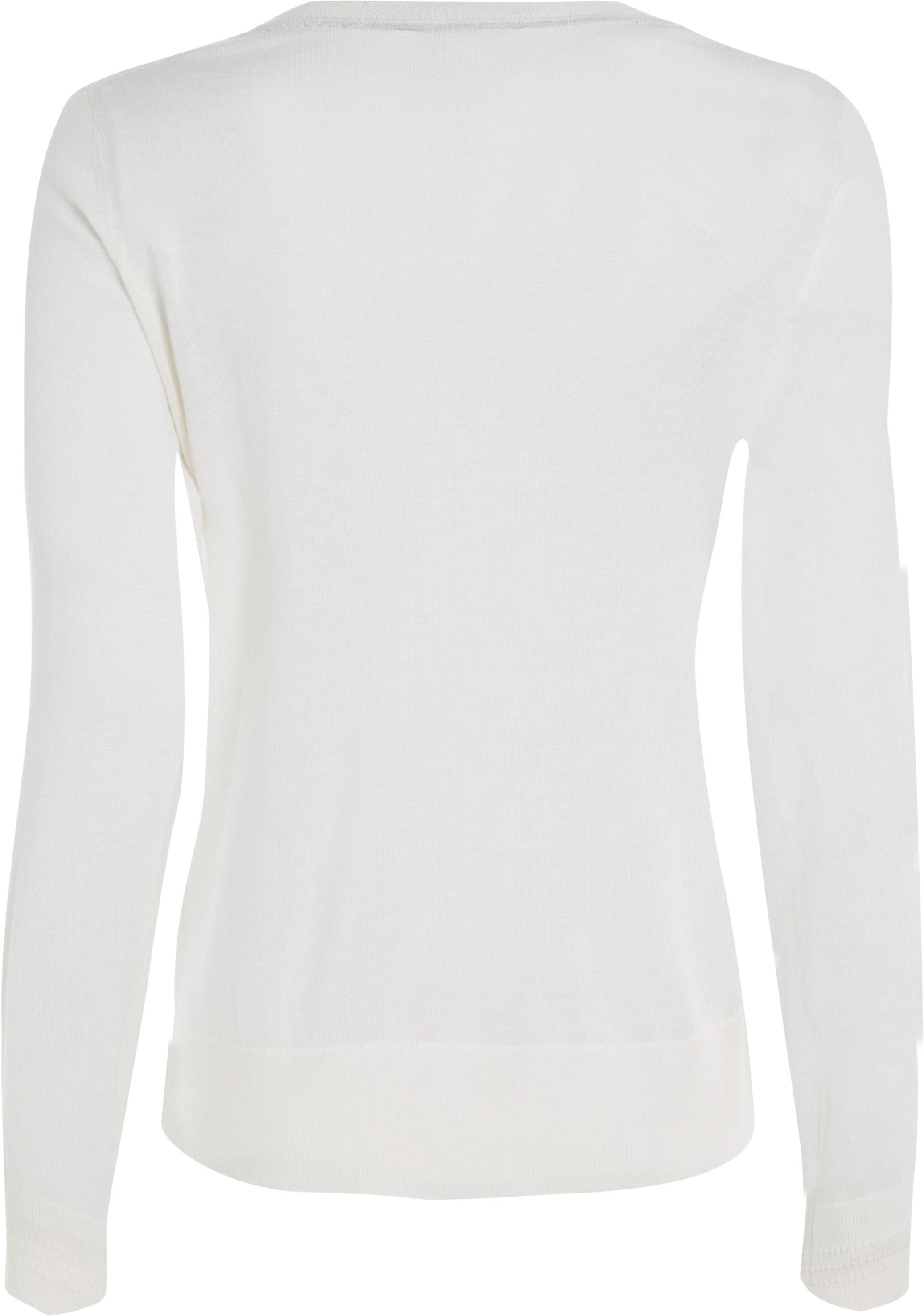 Tommy Hilfiger V-Ausschnitt-Pullover »CO JERSEY STITCH V-NK SWEATER«, Kontrastfarbene Streifen im Ausschnitt und Logo Stickerei am Ärmel