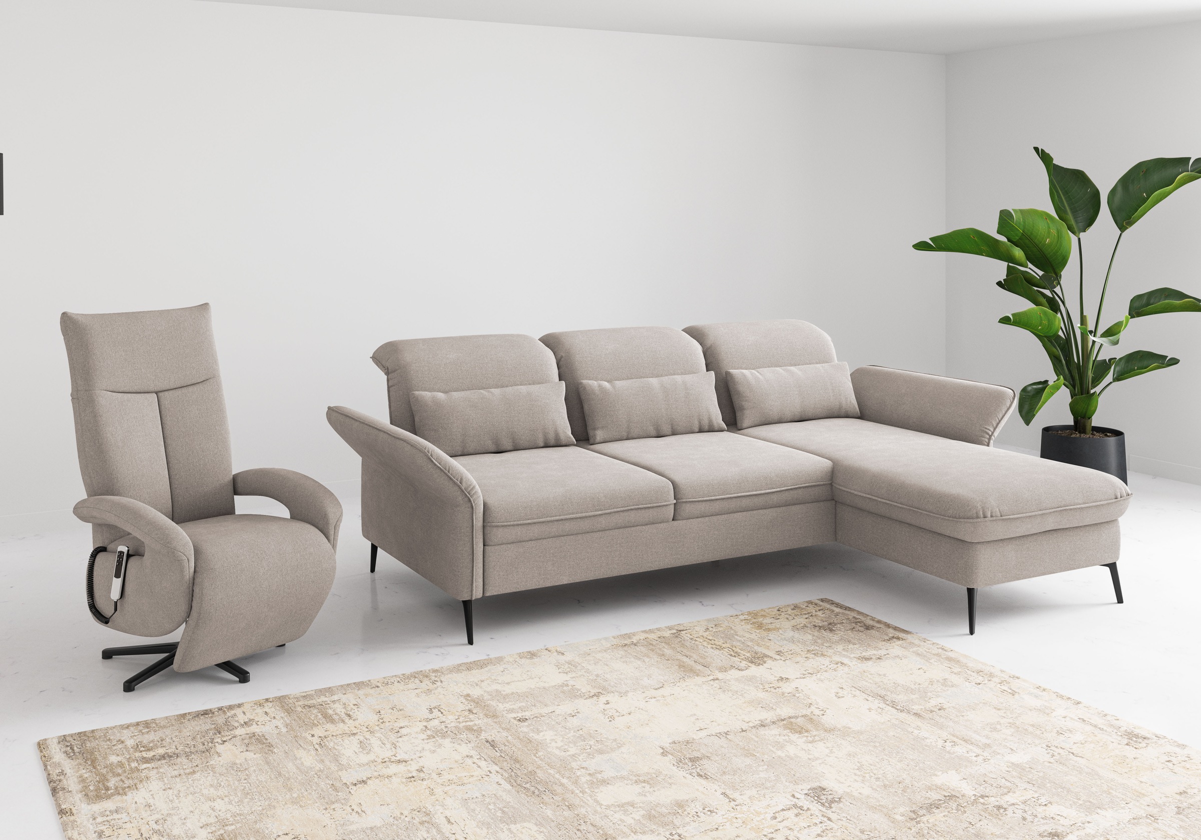sit&more Ecksofa »Emely, inkl. Sitztiefenverstellung«, wahlweise mit Bettfunktion,Bettkasten,Kopf- & Armteilverstellung
