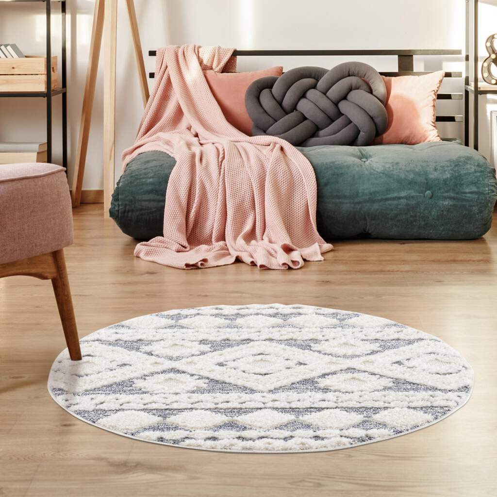 Jelmoli-Versand Hochflor-Teppich Boho-Teppich, 3D-Effekt rund, Carpet City Rauten-Design, besonders 3005«, | weich, »Focus online shoppen