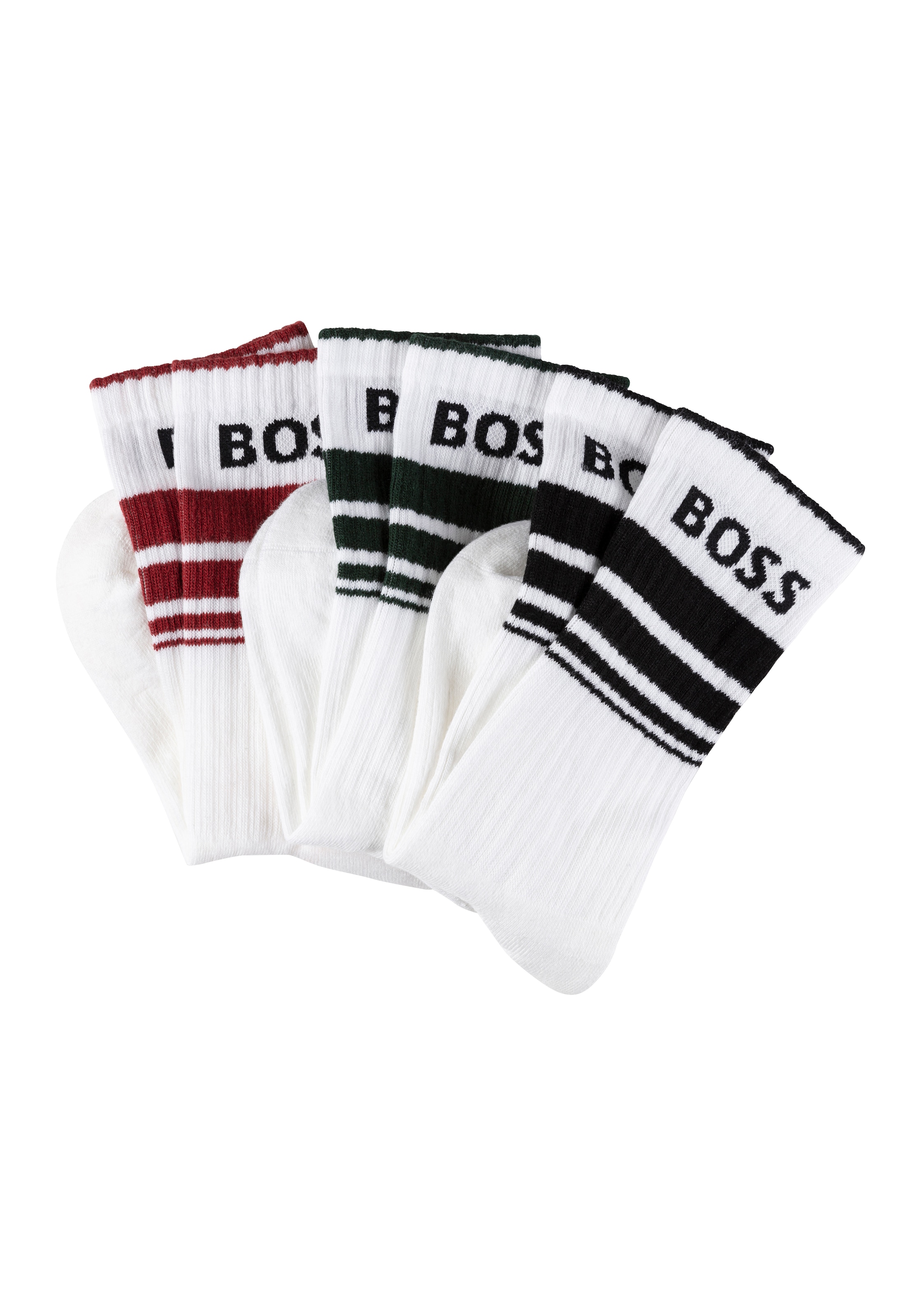 BOSS Freizeitsocken »3P QS Rib Stripe CC«, (Packung, 3 Paar), mit BOSS Logo