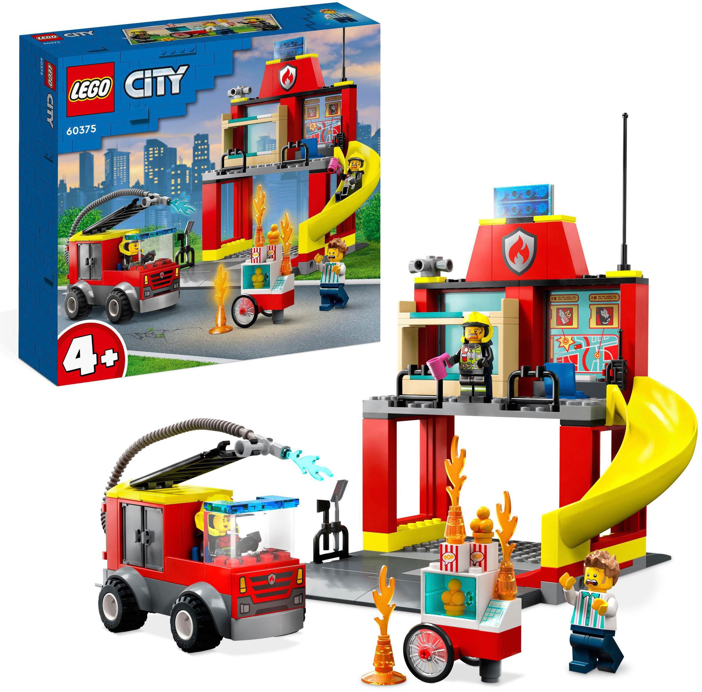 ✵ LEGO® | bestellen Konstruktionsspielsteine (60375), Europe online LEGO® Jelmoli-Versand St.), Made in und »Feuerwehrstation Löschauto City«, (153