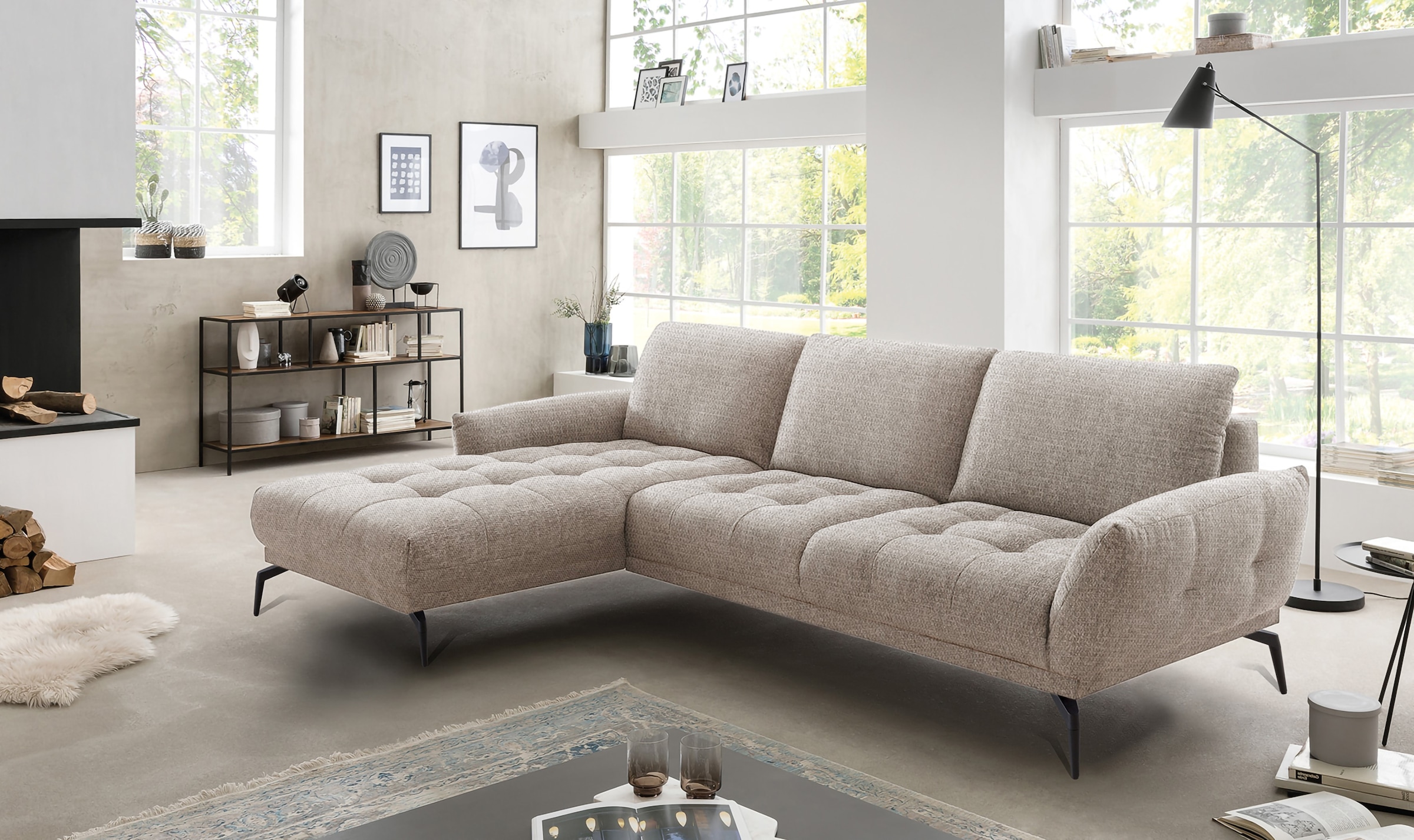 exxpo - sofa fashion Ecksofa »NICEA erstklassiger Sitzkomfort, OTTOs Choice, L-Form, bodenfrei«, In hochwertiger Verarbeitung und ergonomische Sitzposition