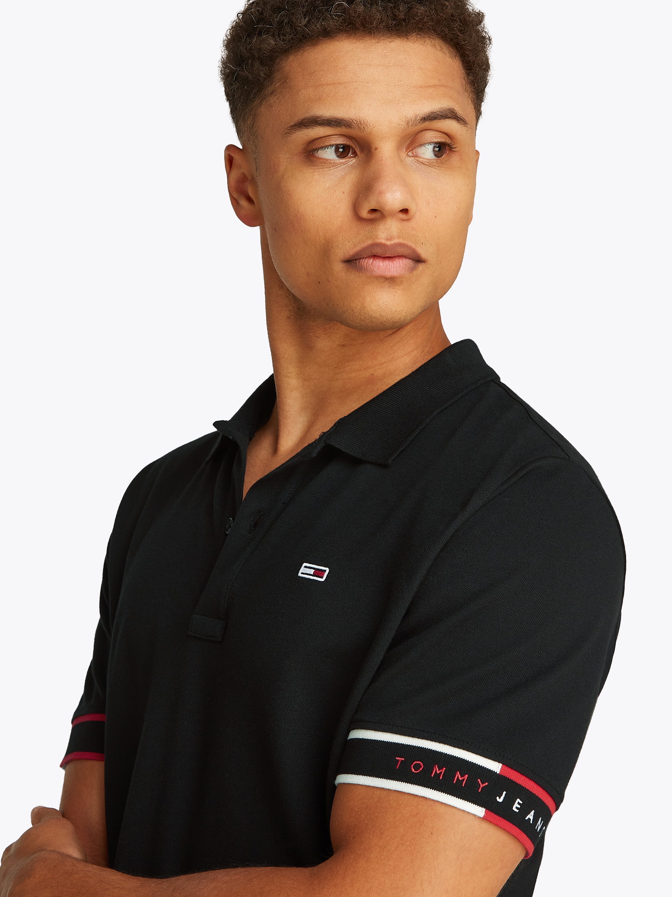 Tommy Jeans Plus Poloshirt »TJM SLIM FLAG CUFF POLO EXT«, Grosse Grössen