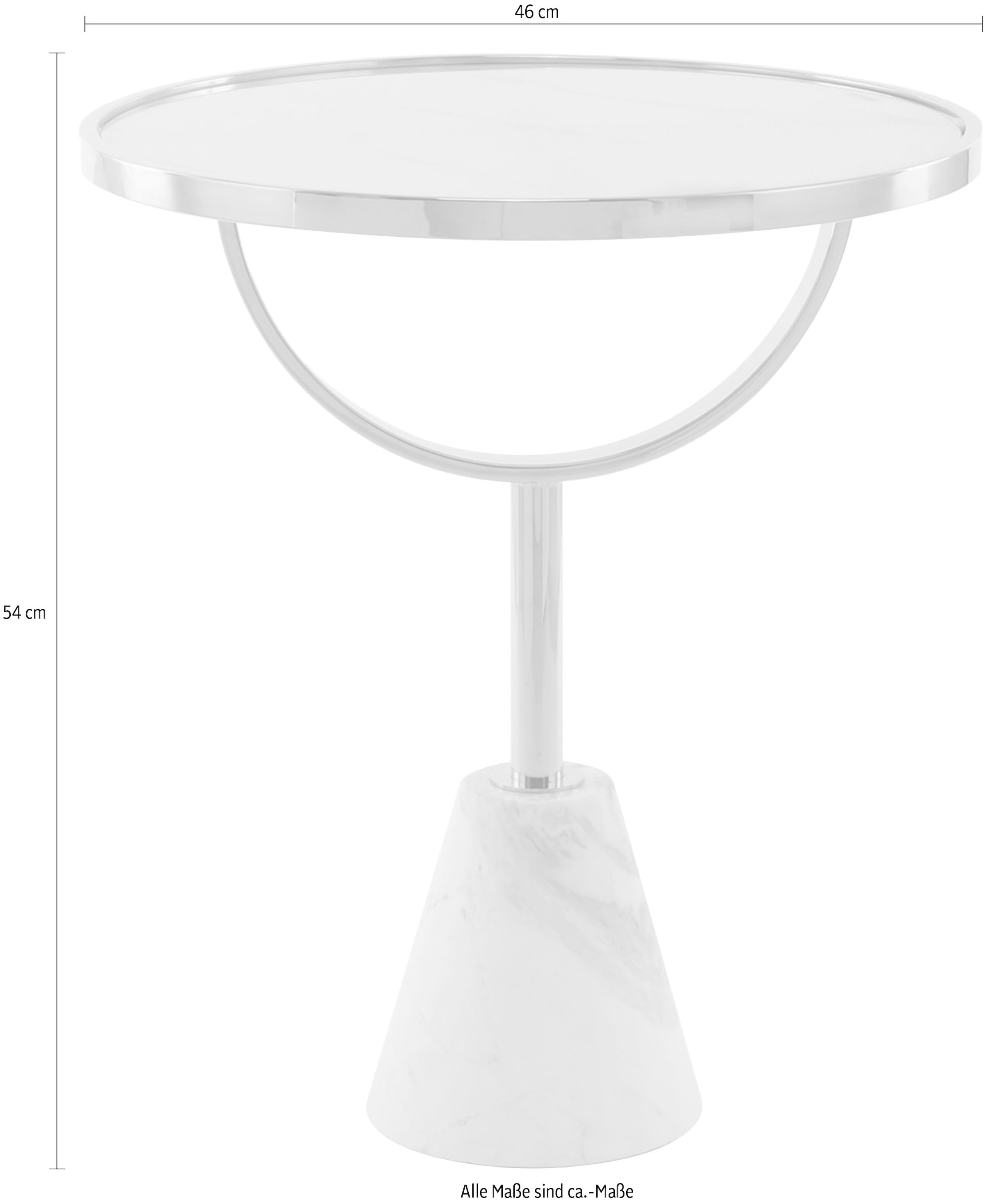 Kayoom Beistelltisch »Rocio, Ausgefallenes Design,Stabiler Marmor-Sockel«, (1 St.), ausgefallenes Gestell, stabiler Marmorfuss, marmorierte Glasplatte