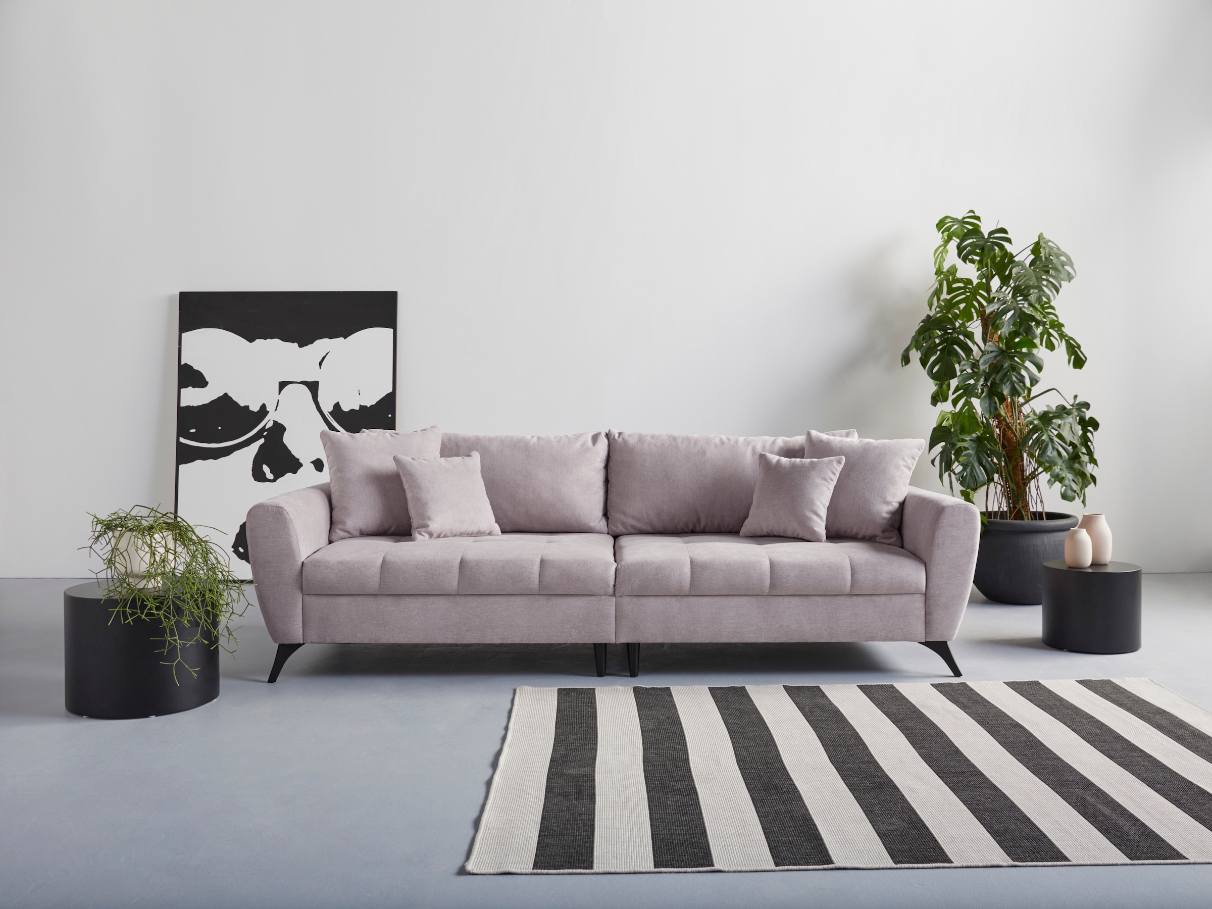 ❤ INOSIGN Big-Sofa »Lörby«, Shop Aqua Sitzbereich, im im Jelmoli-Online feine clean-Bezug, lose auch mit Kissen ordern Steppung