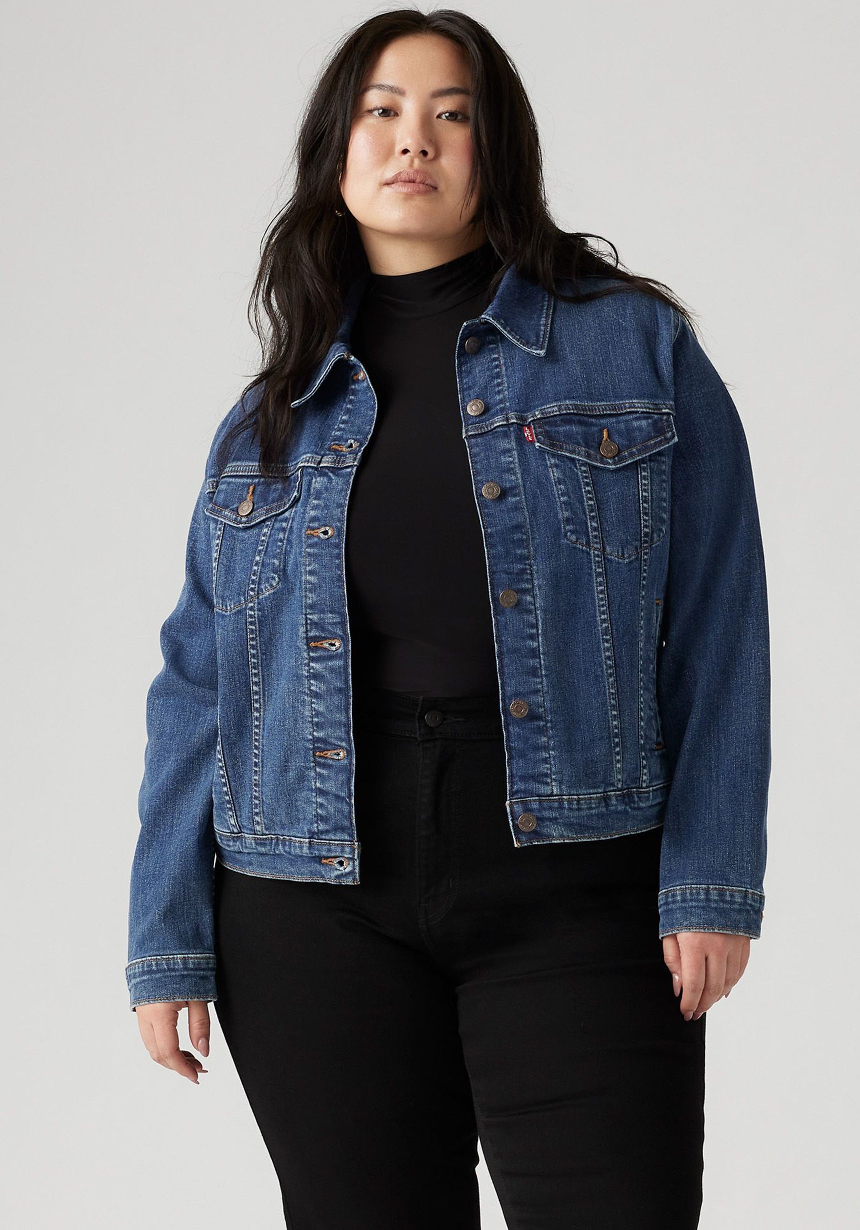 Levi's® Plus Jeansjacke ohne Kapuze mit Stretch und Brusttaschen