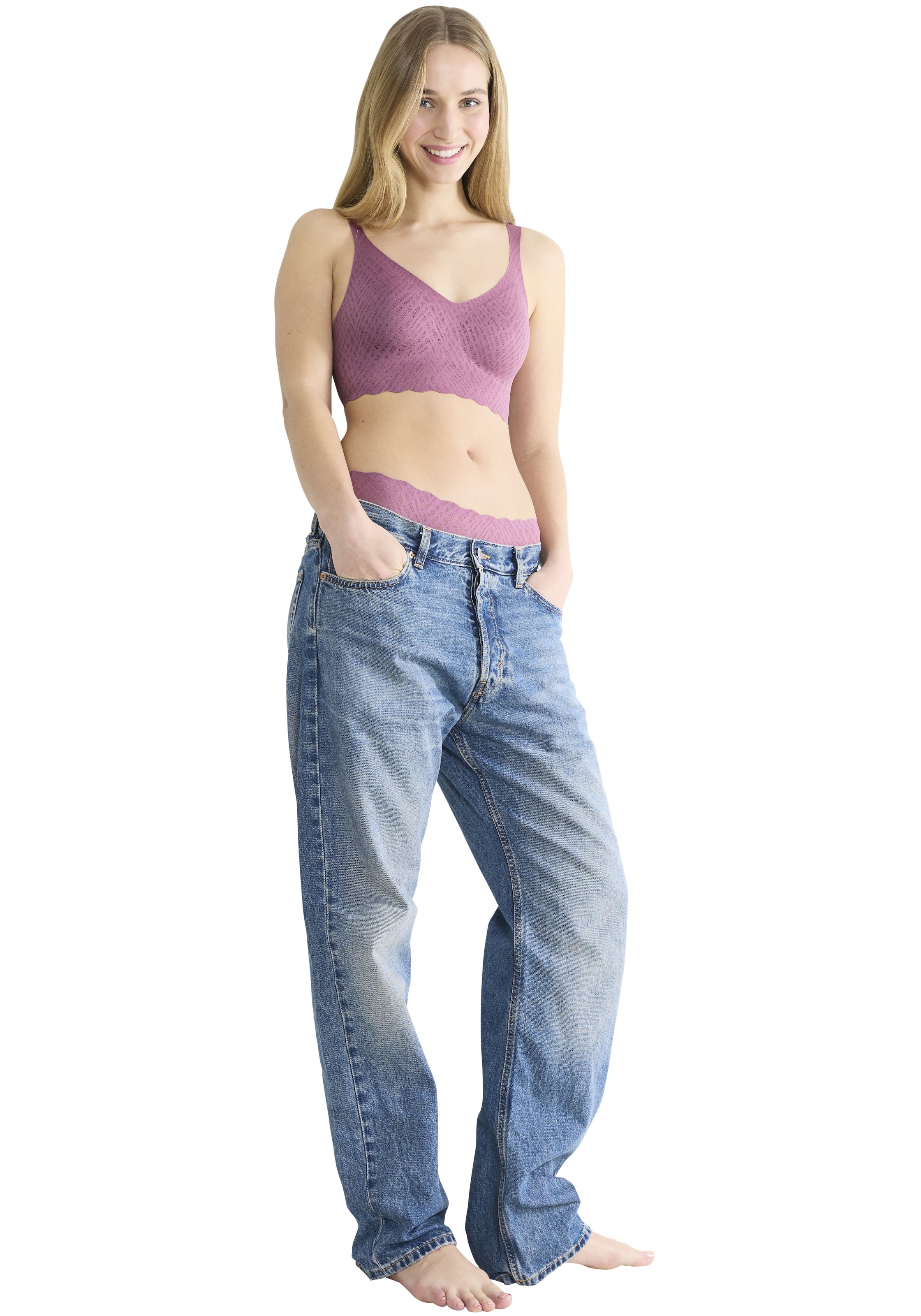 sloggi Bralette »ZERO Feel Bliss«, nahtlos, V-Ausschnitt, Stretch-Spitze, herausnehmbaren Pads