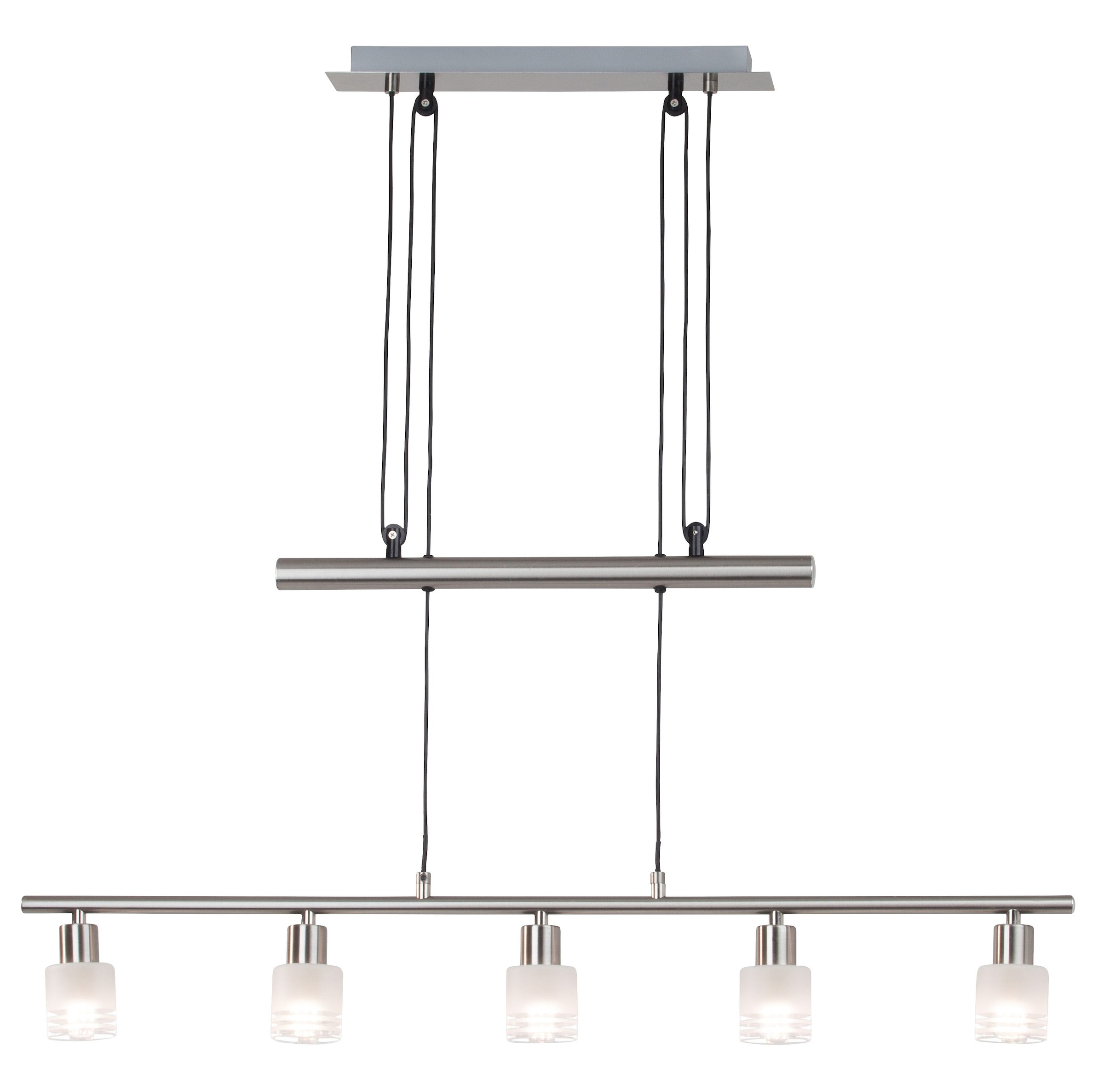 Brilliant LED Pendelleuchte »LEA«, 5 flammig, Leuchtmittel E14 LED wechselbar, 5 x E14 max. 4W, 173cm Höhe, eisen/chrom, höhenverstellbar, Metall