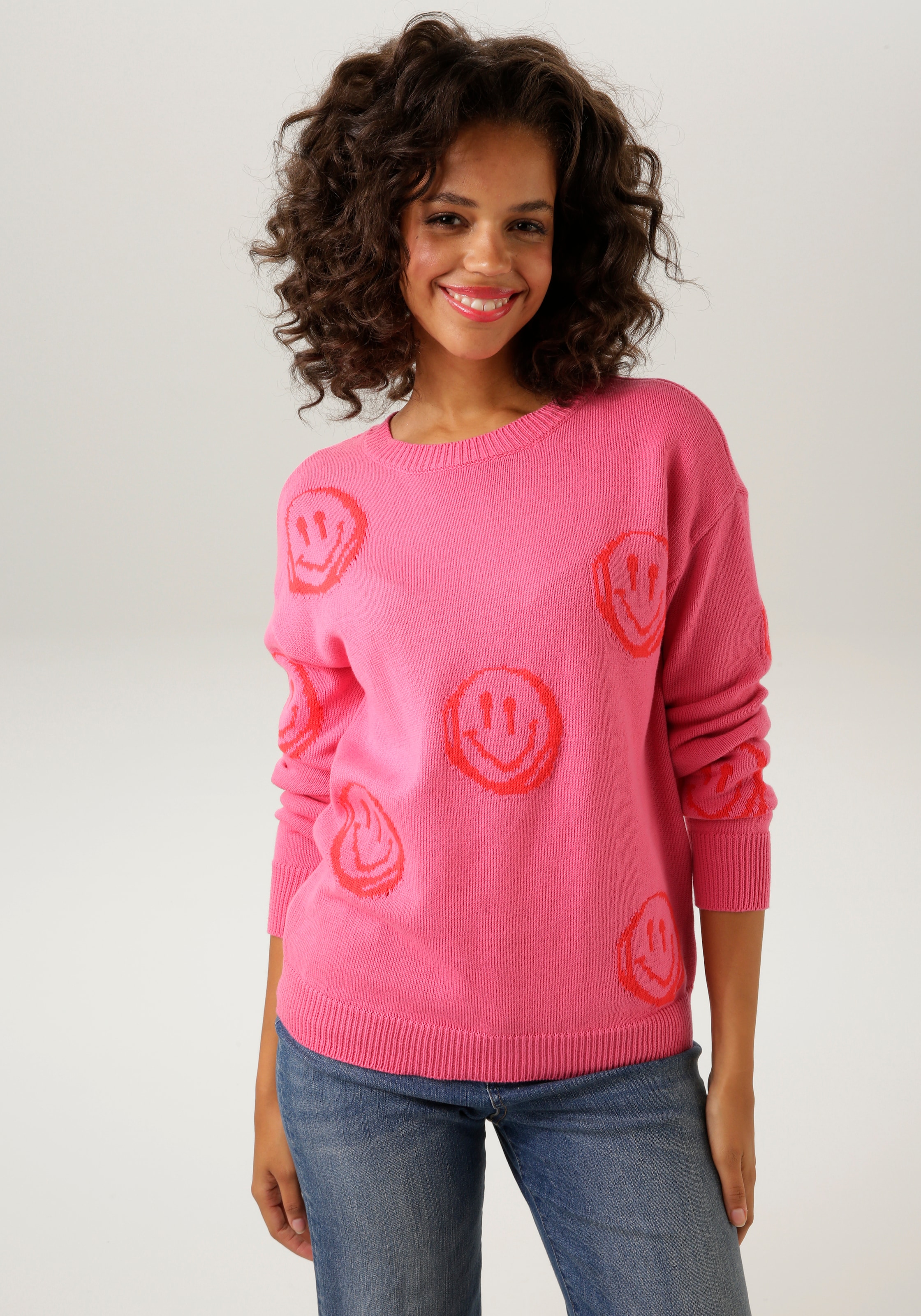 Aniston CASUAL Strickpullover, mit eingestrickten Smileys