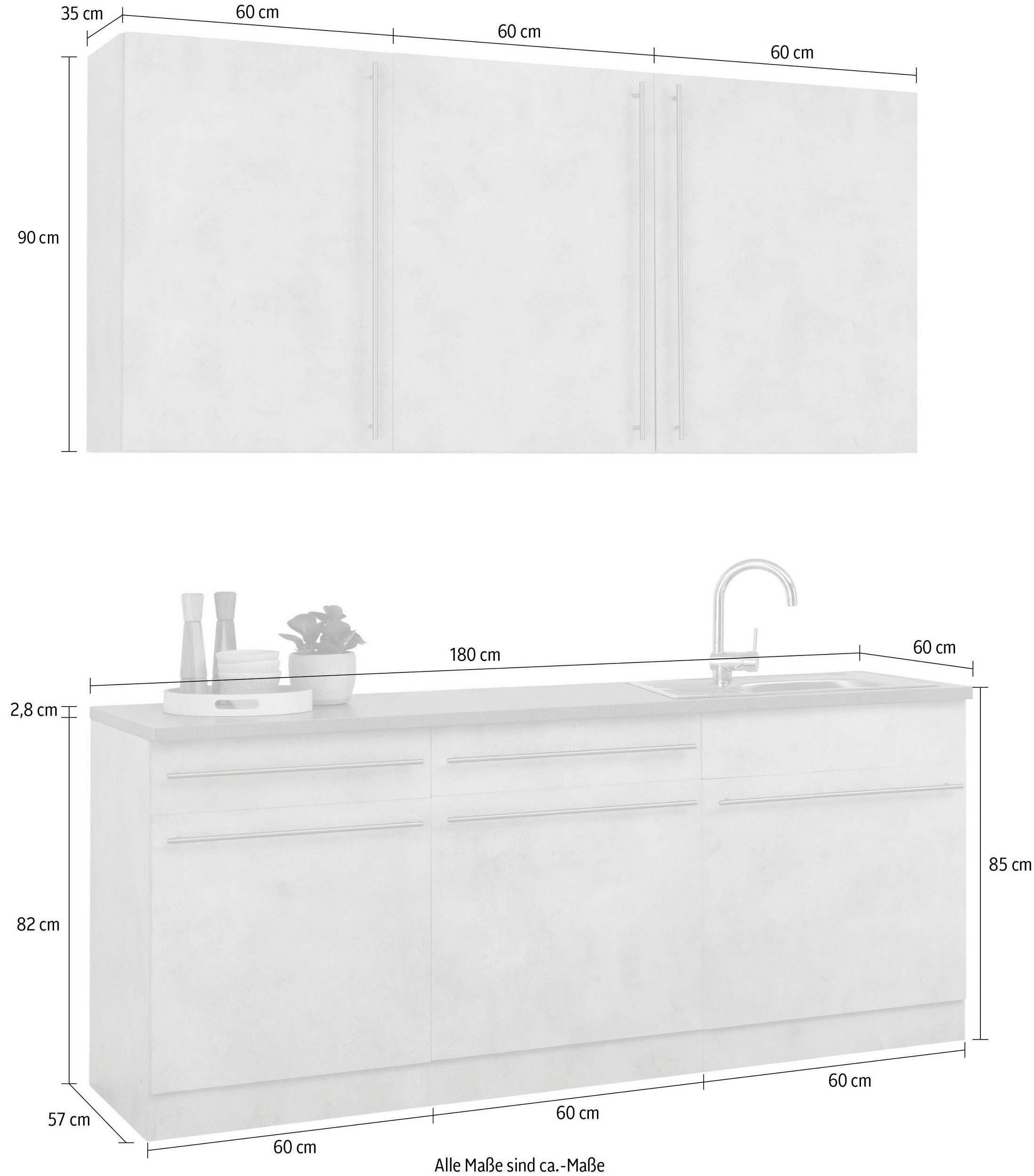wiho Küchen Küche »Chicago«, inklusive Spüle, Breite 180 cm