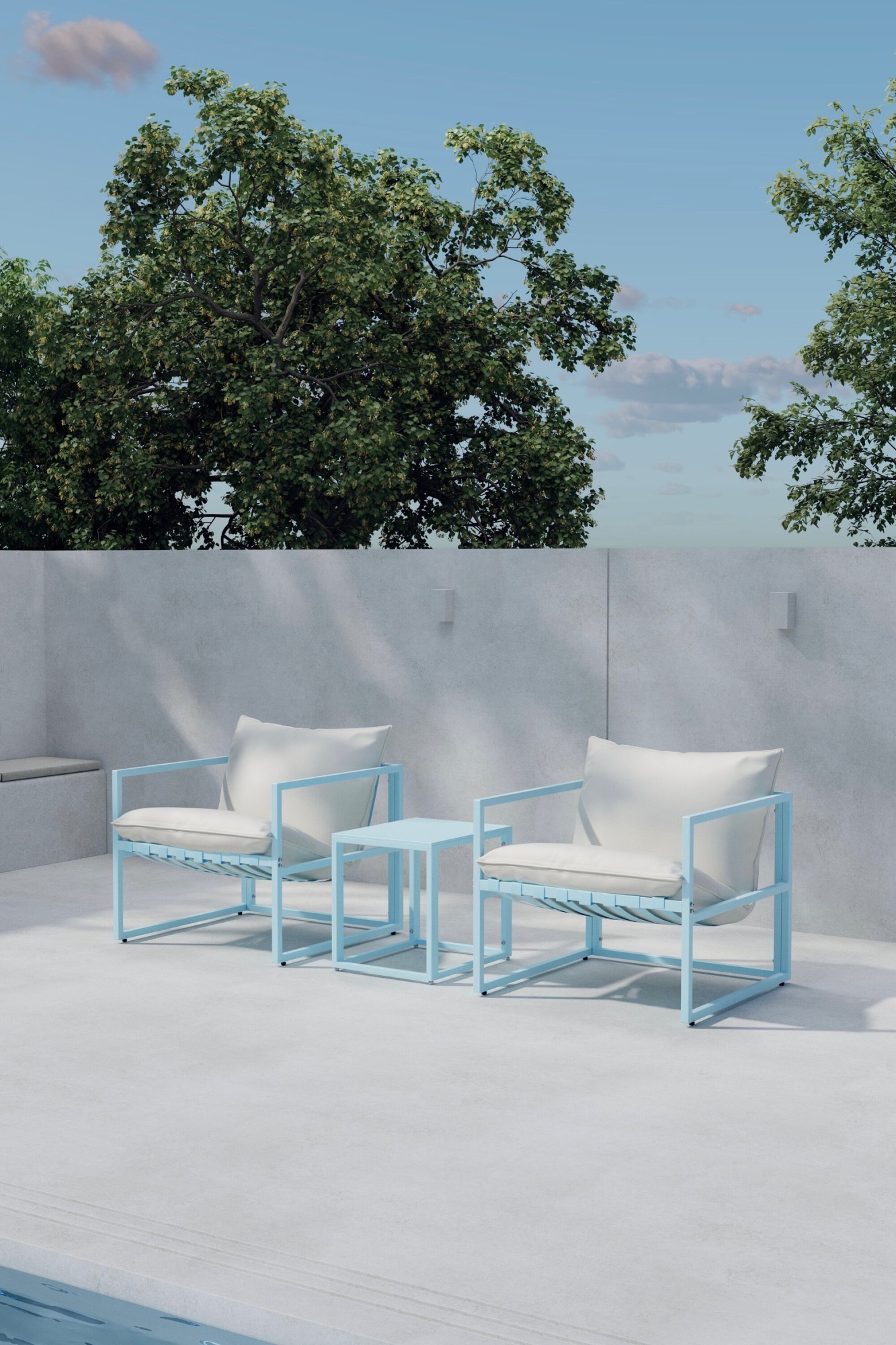 Venture Home Gartenlounge-Set "Messina, großzügiges Outdoor-Set für hohen Sitzkomfort" 3 tlg. Loungemöbel mit Stoffbezug, angenehm, weich