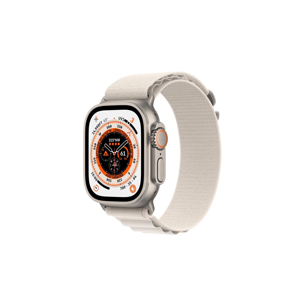 Apple Watch Ultra GPS + Cellular, Titangehäuse 49 mm, Alpin Loop Polarstern, Armbandgrösse Small - 130 - 160 mm Umfang