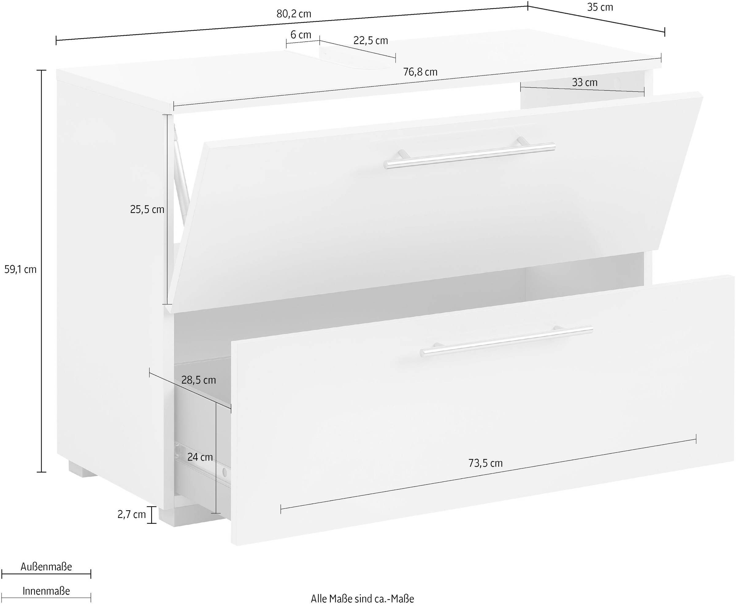 Schildmeyer Waschbeckenunterschrank »Carlos«, Breite 80 cm